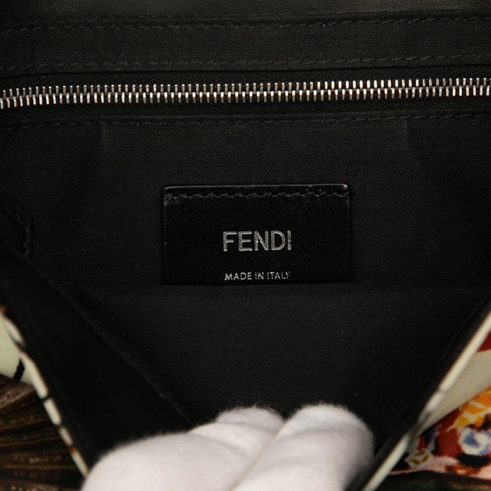 Fendi Black Ivory Multi-Color Nylon Leather Shoulder Bag (Pre-Owned)