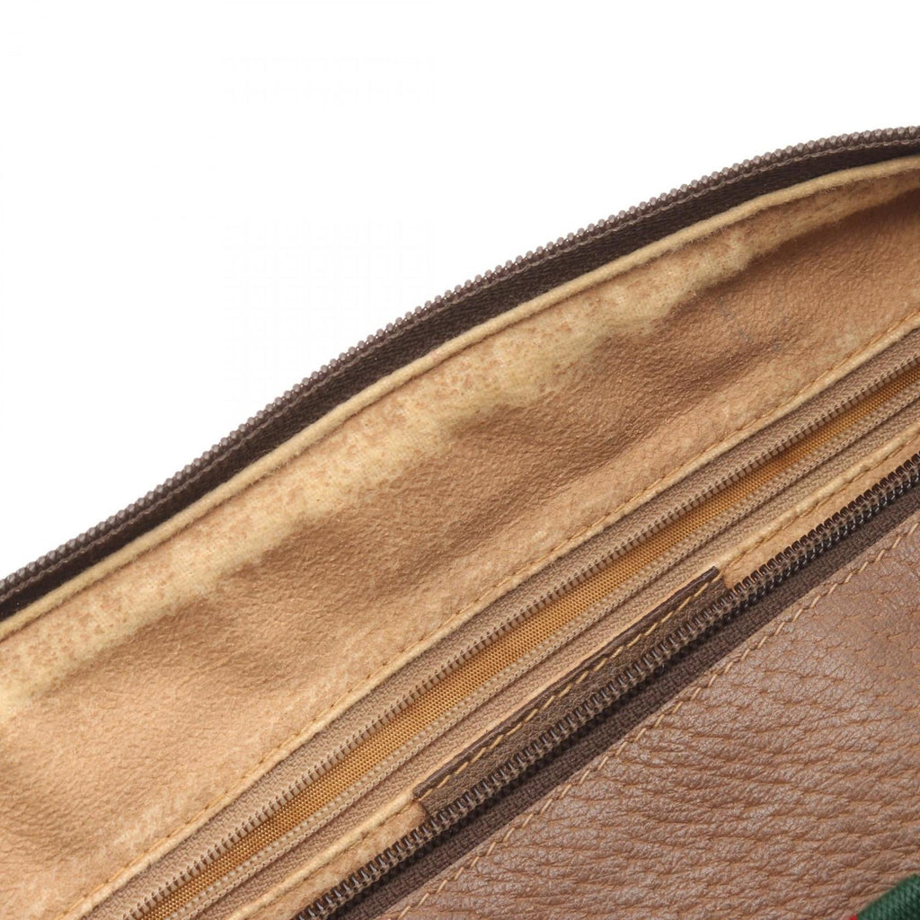 Gucci Beige Brown Pvc Coated Canvas Leather Handbag (Pre-Owned)
