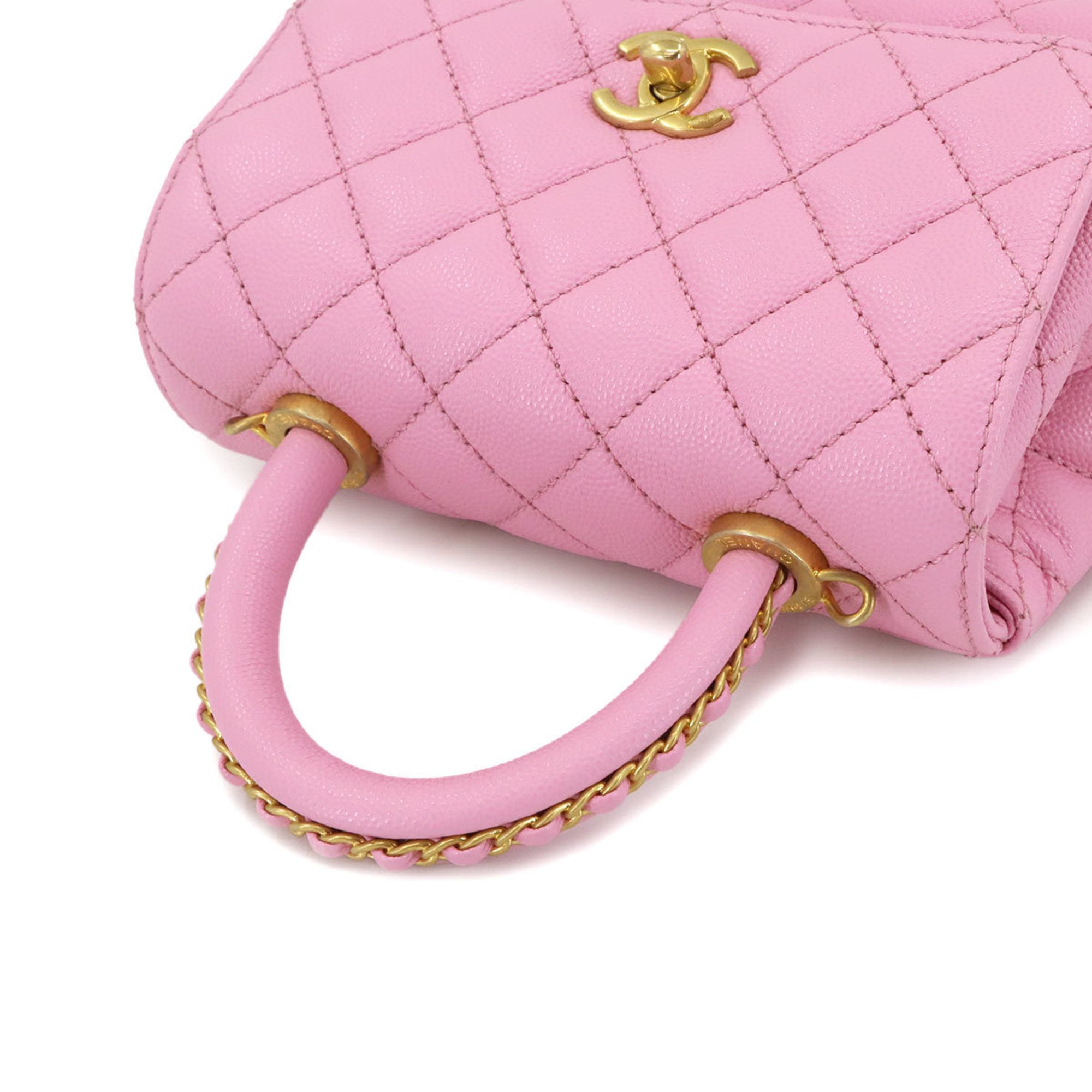 Chanel Pink Grained Calfskin Handbag Shoulder Bag (Pre-Owned)