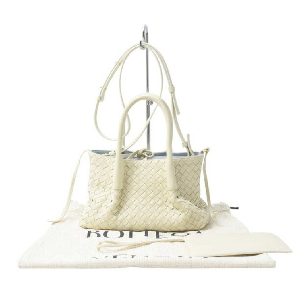 Bottega Veneta Intrecciato Ivory White Intrecciato Shoulder Bag (Pre-Owned)