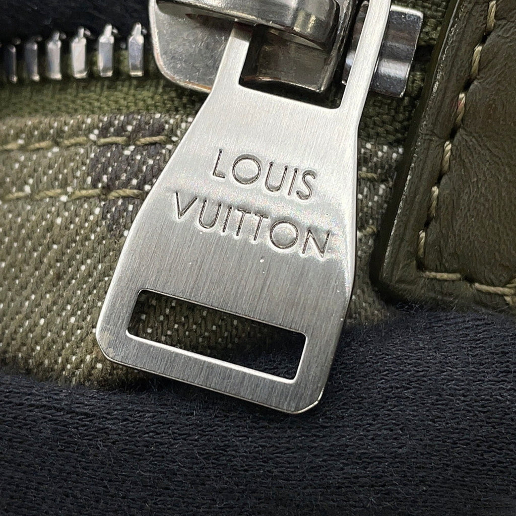 Louis Vuitton Monogram Impression Khaki Denim Shoulder Bag (Pre-Owned)