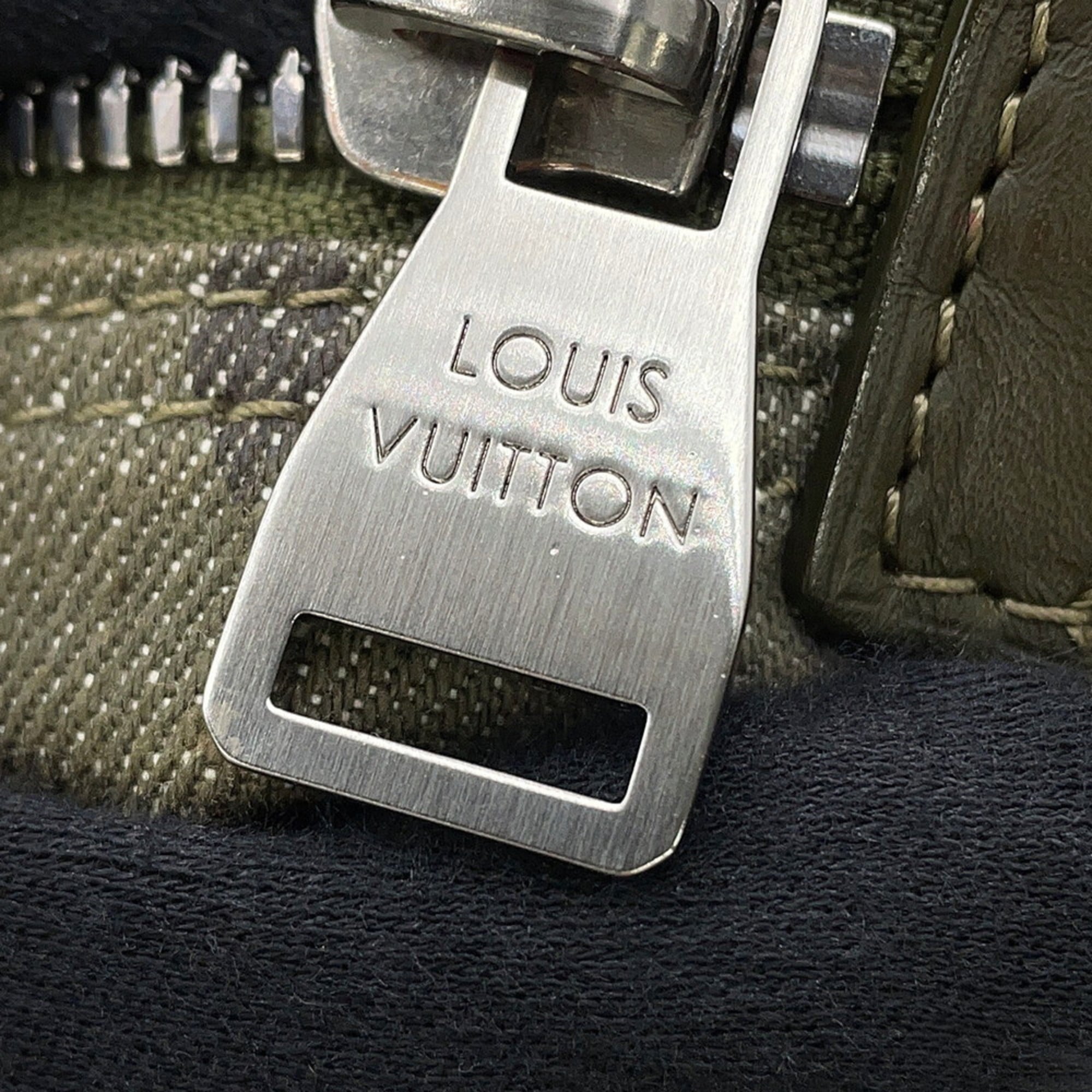 Louis Vuitton Monogram Impression Khaki Denim Shoulder Bag (Pre-Owned)