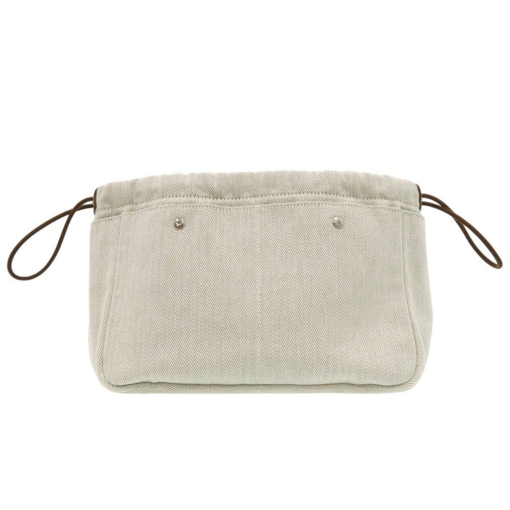 Hermes Natural Toile Chevron Leather Pouch (Pre-Owned)