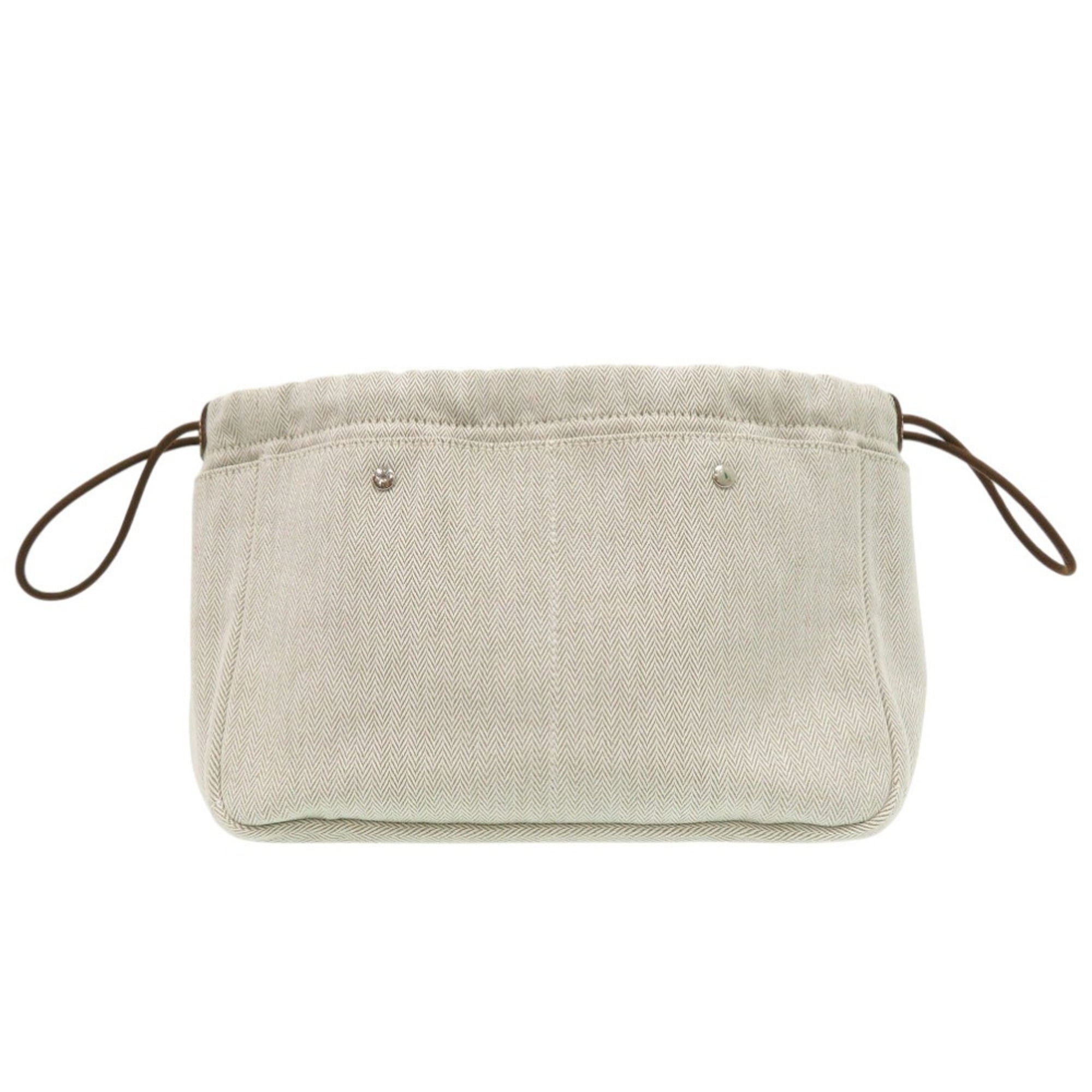 Hermes Natural Toile Chevron Leather Pouch (Pre-Owned)