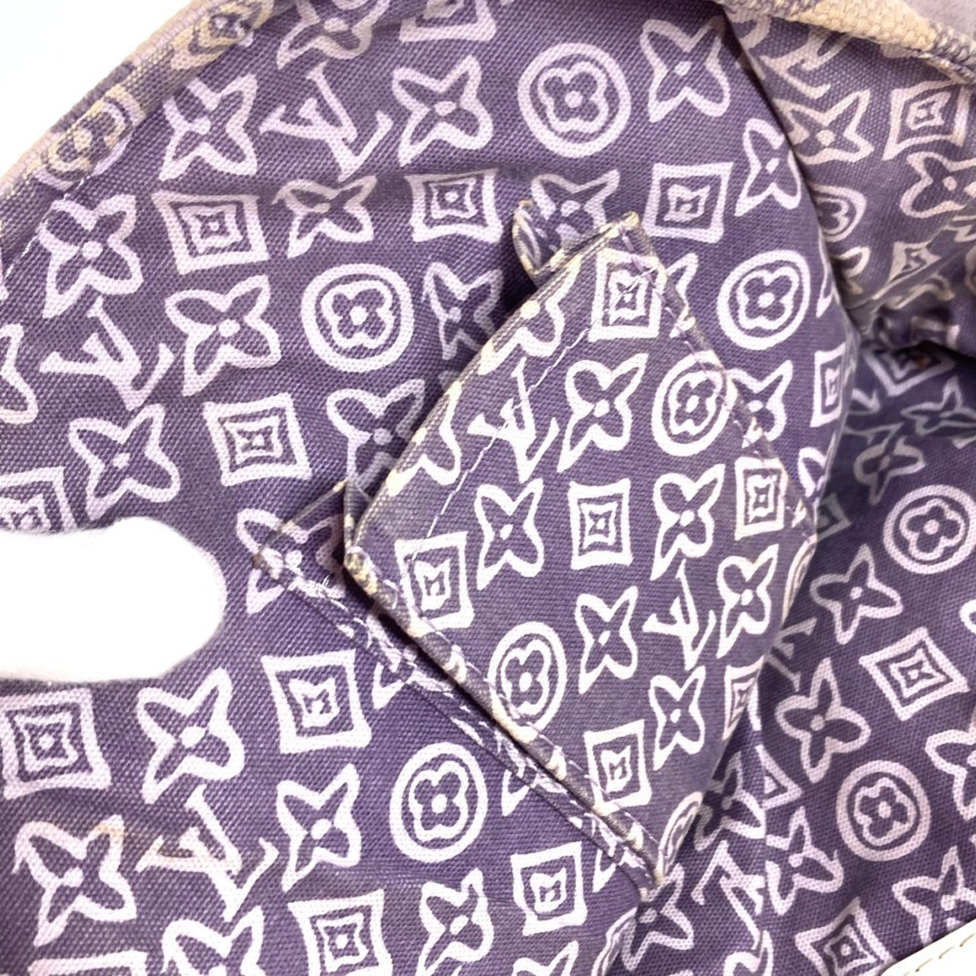 Louis Vuitton Lilac Purple White Canvas Leather Shoulder Bag Tote Bag (Pre-Owned)