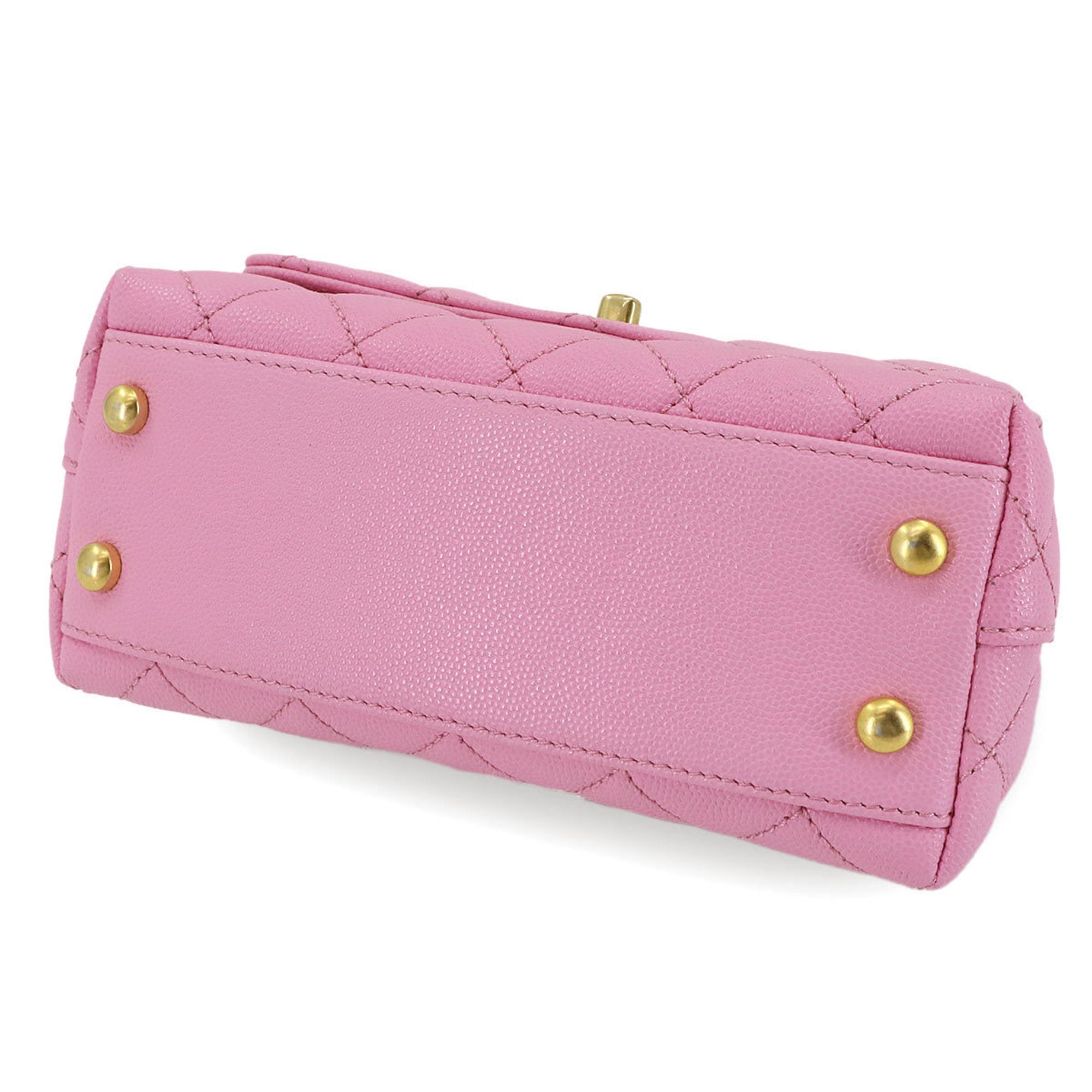 Chanel Pink Grained Calfskin Handbag Shoulder Bag (Pre-Owned)