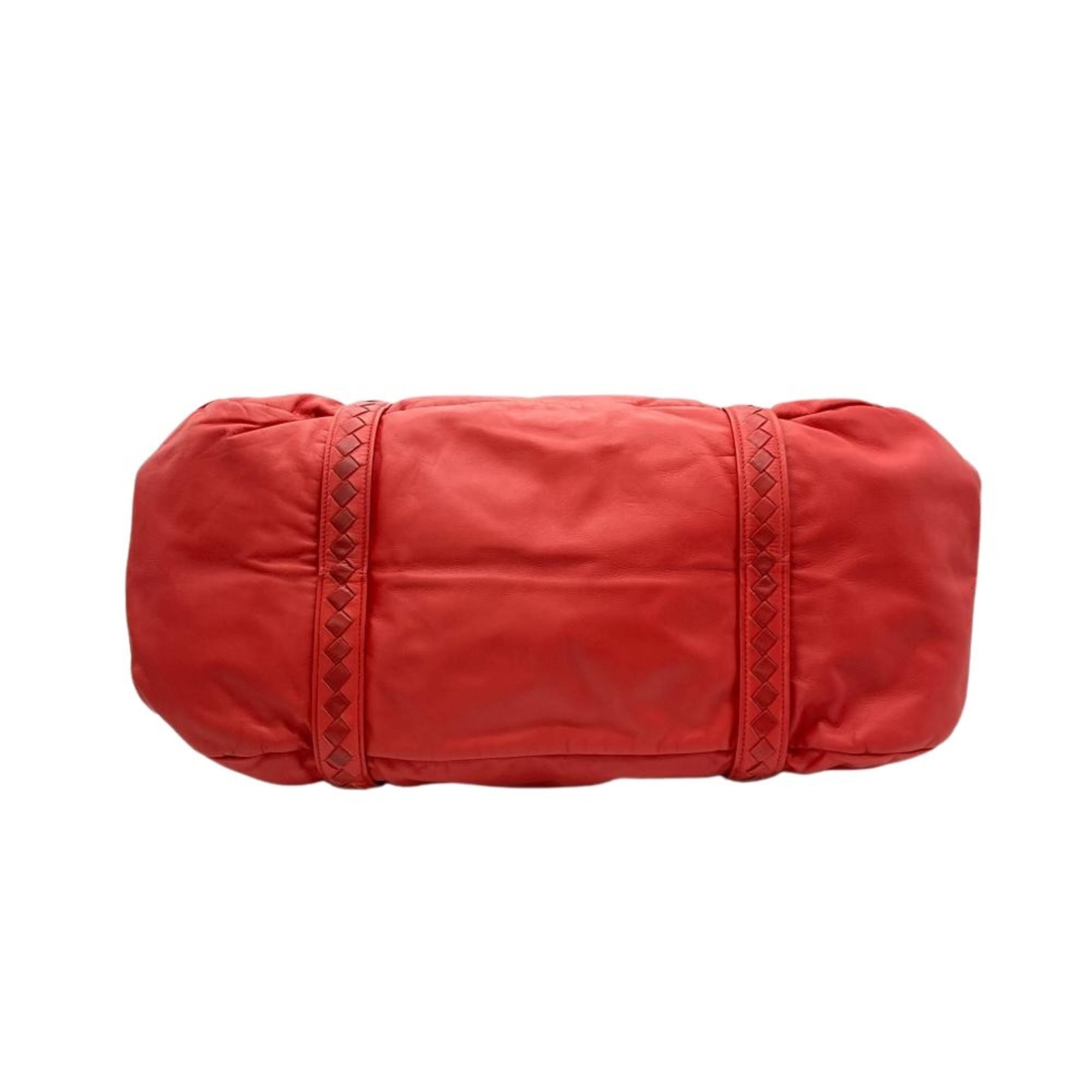 Bottega Veneta Red Color Leather Boston Bag (Pre-Owned)