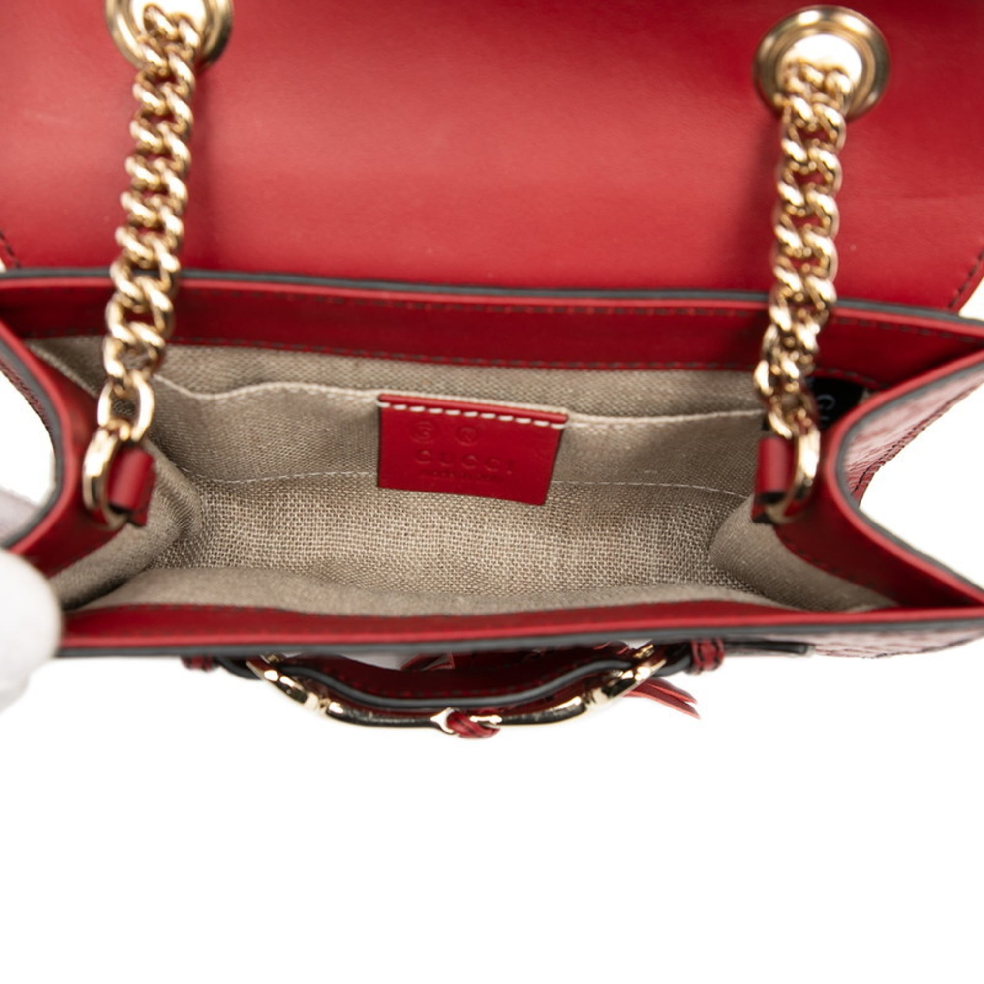 Gucci Red Color Leather Shoulder Bag (Pre-Owned)