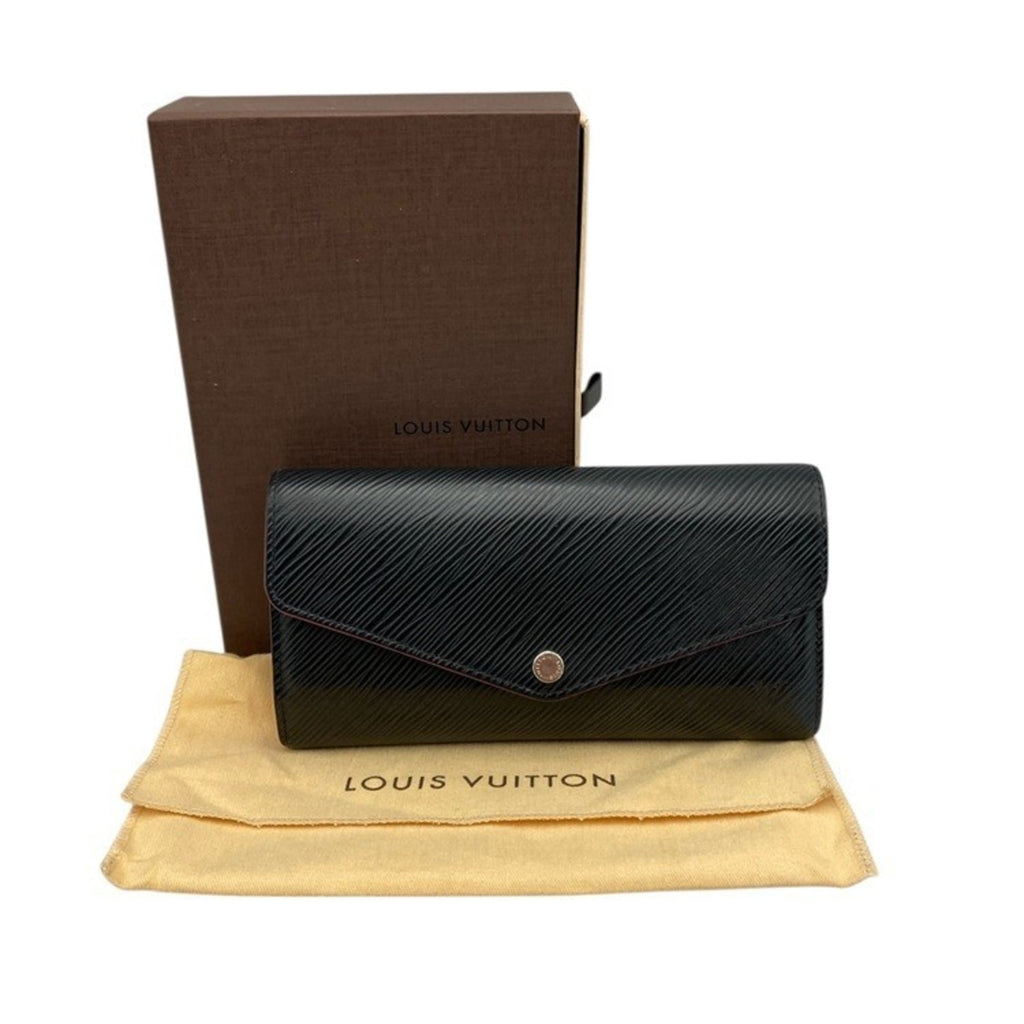 Louis Vuitton Black Leather Long Wallet (Bi-Fold) (Pre-Owned)