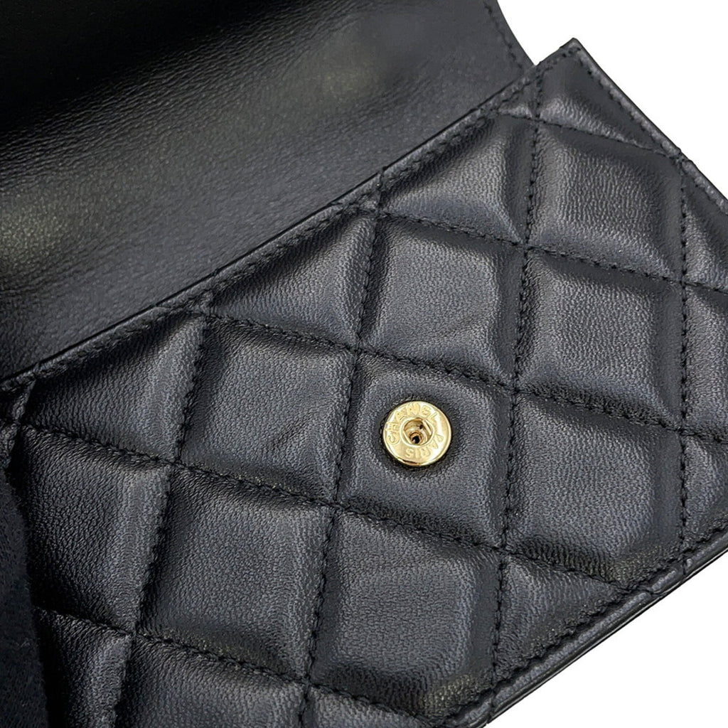 Chanel Matelasse Black Leather Chain/Shoulder Wallet (Pre-Owned)