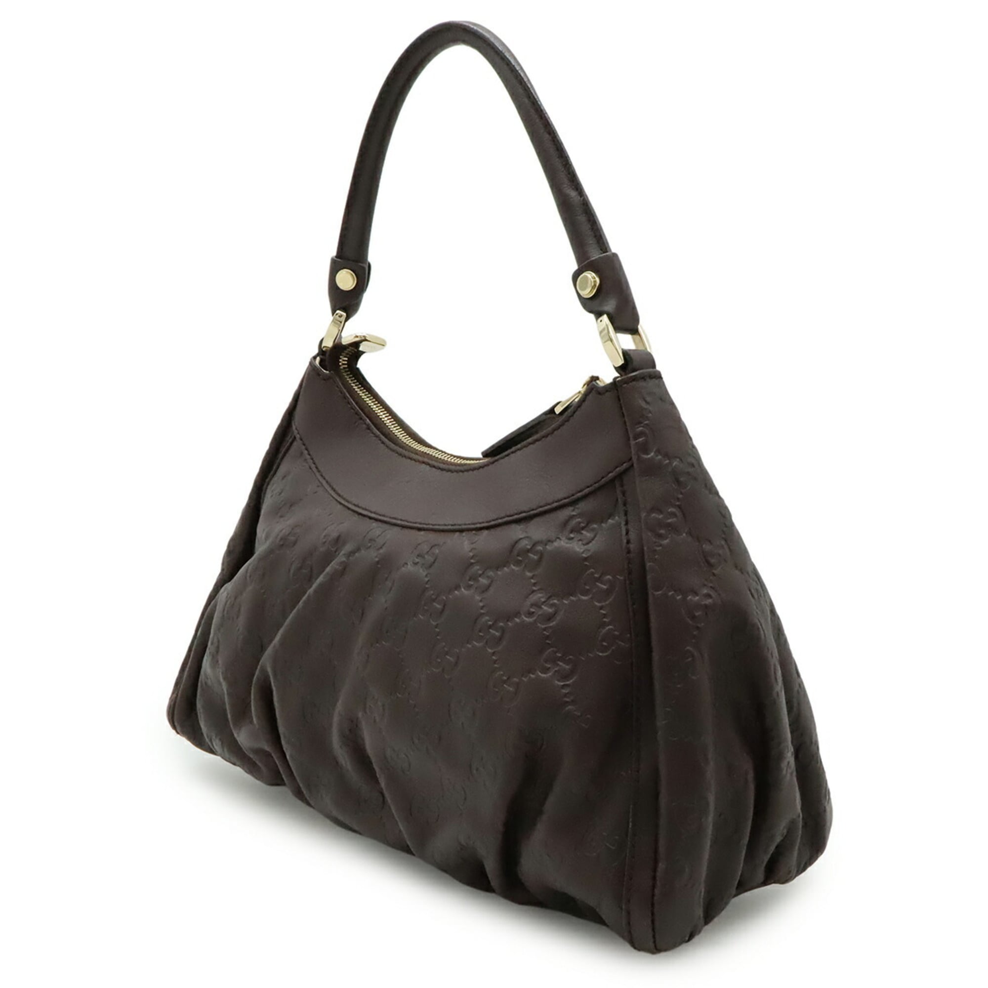 Gucci Abbey Dark Brown Gg Leather Shoulder Bag (Pre-Owned)