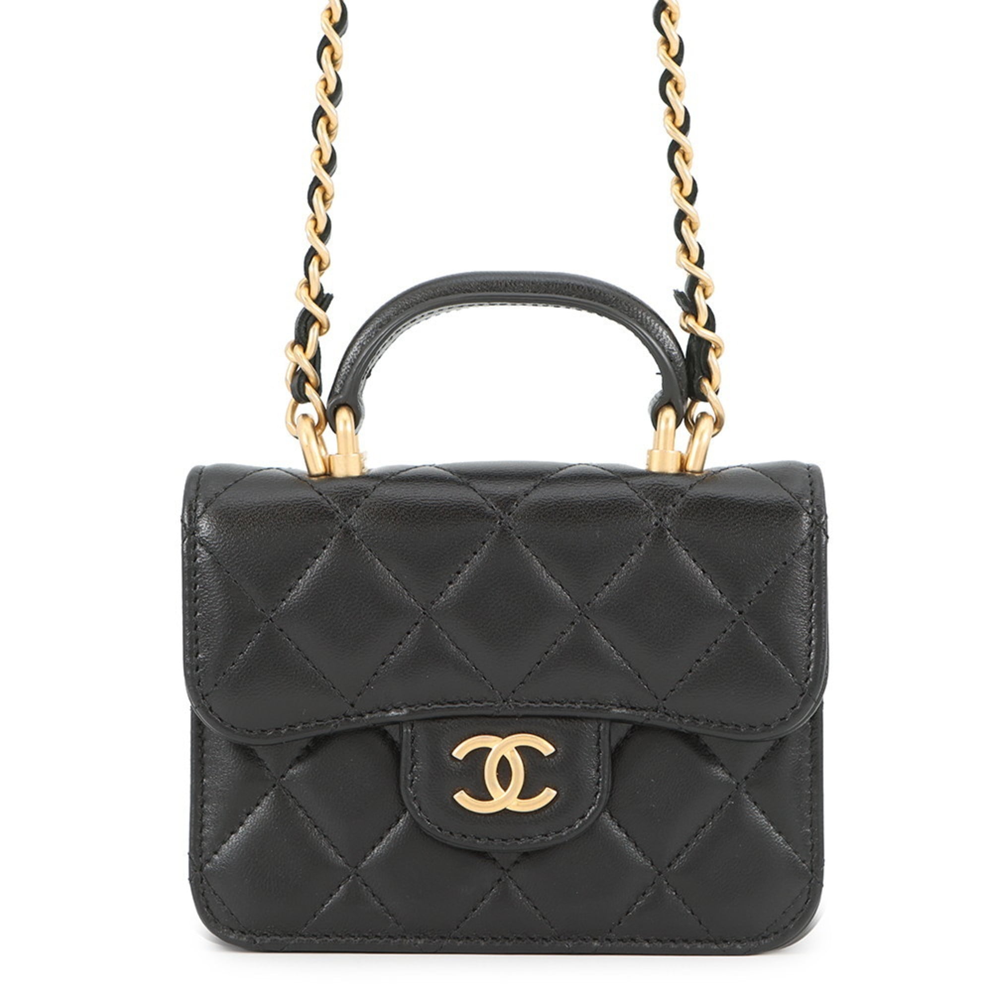 Chanel Matelasse Black Leather Chain/Shoulder Wallet (Pre-Owned)