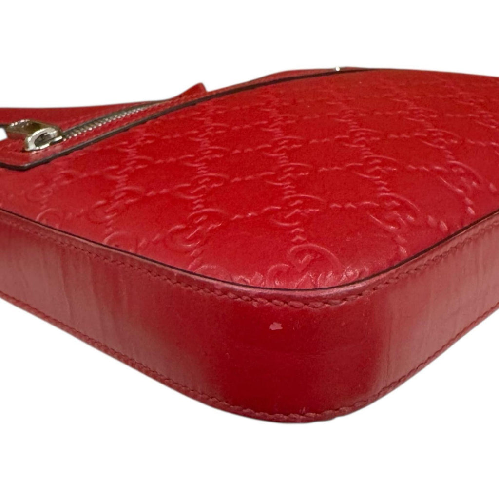Gucci Red Color Leather Messenger Bag Shoulder Bag (Pre-Owned)