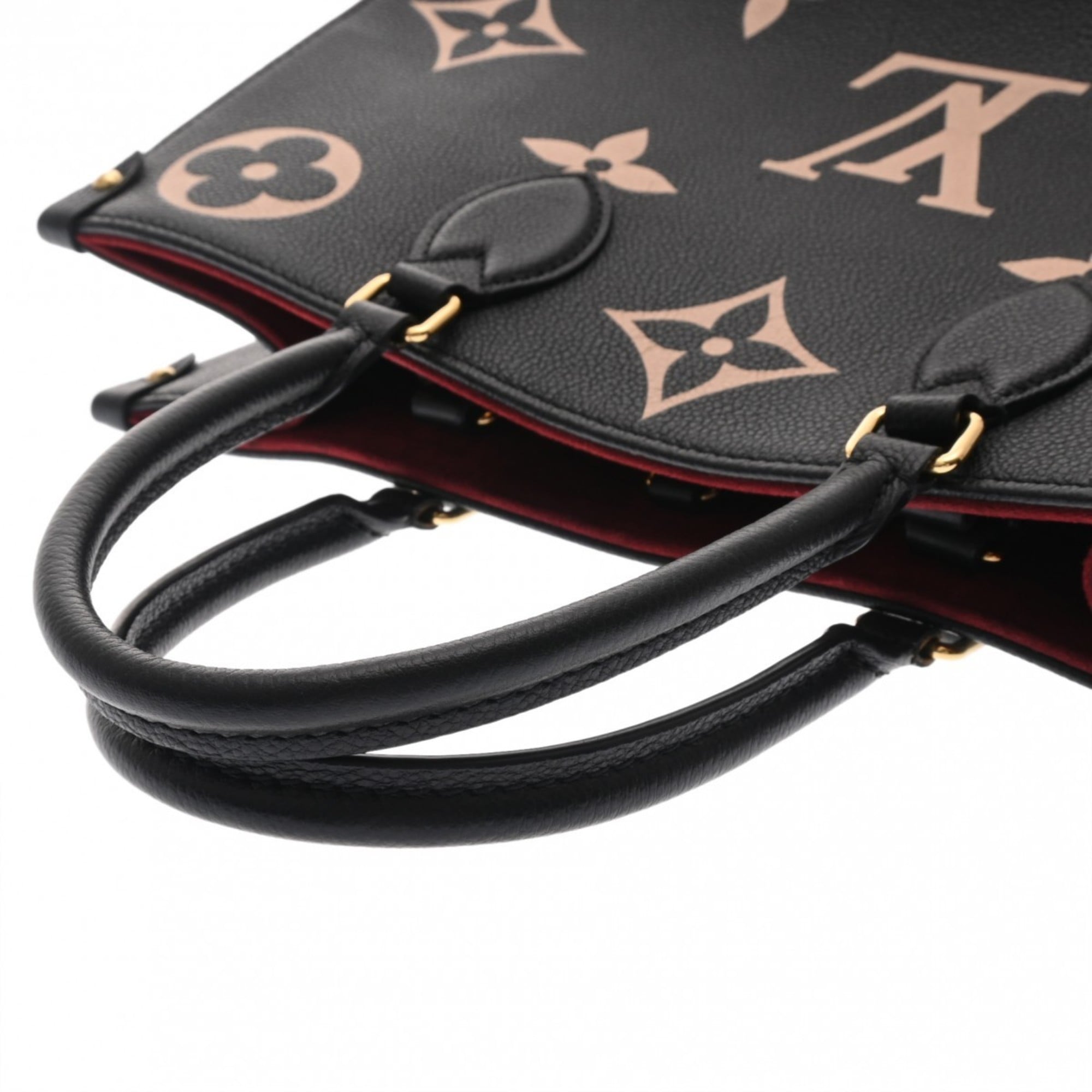 Louis Vuitton Beige Black Leather Handbag (Pre-Owned)