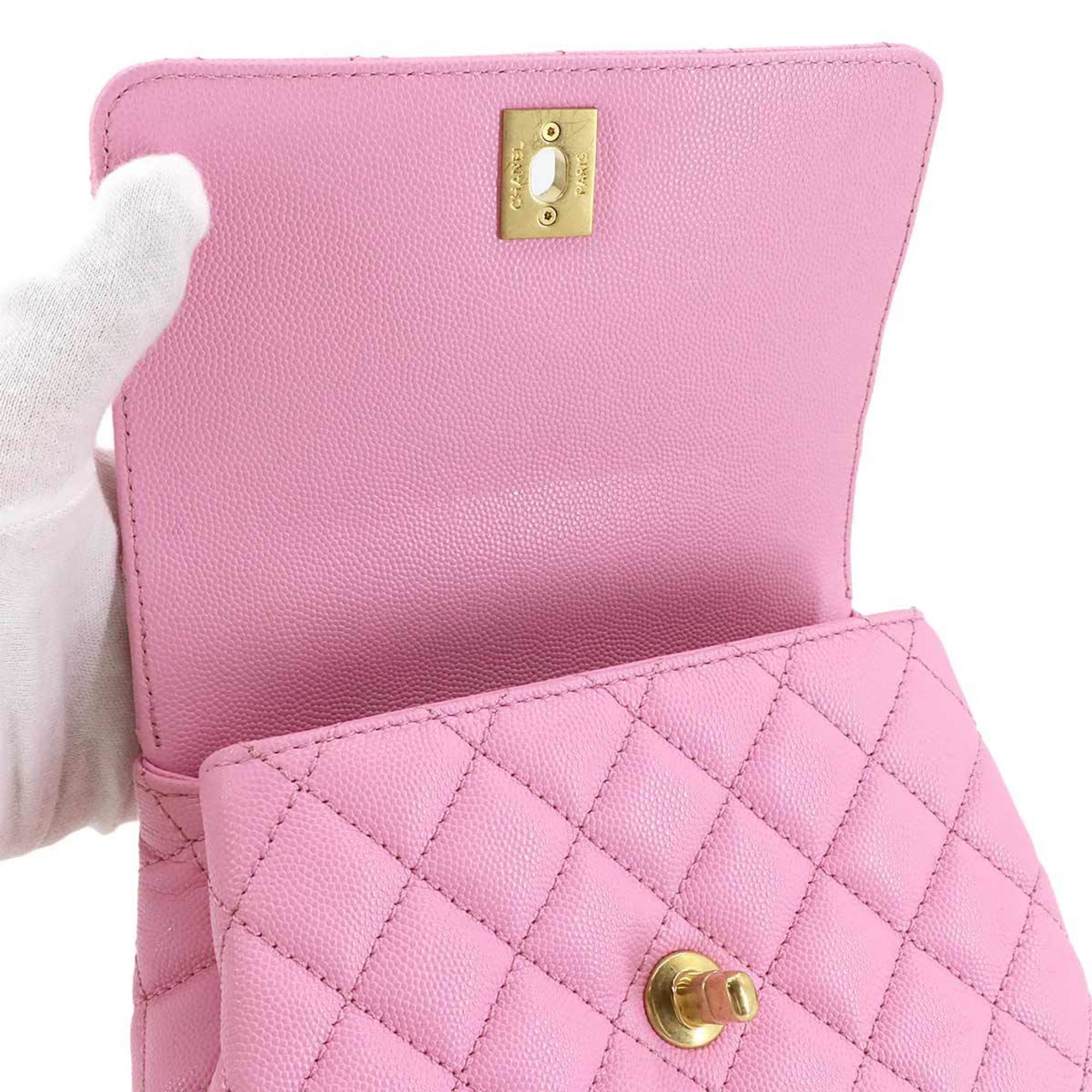 Chanel Pink Grained Calfskin Handbag Shoulder Bag (Pre-Owned)