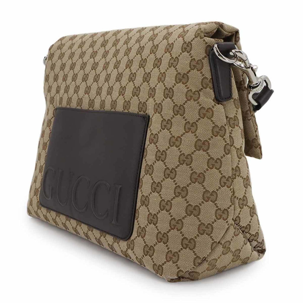 Gucci Beige Brown Gg Canvas Leather Shoulder Bag (Pre-Owned)