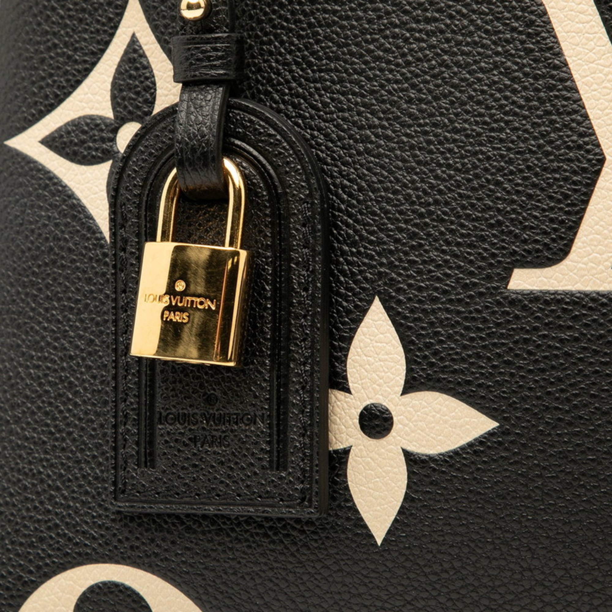 Louis Vuitton Beige Black Leather Handbag (Pre-Owned)