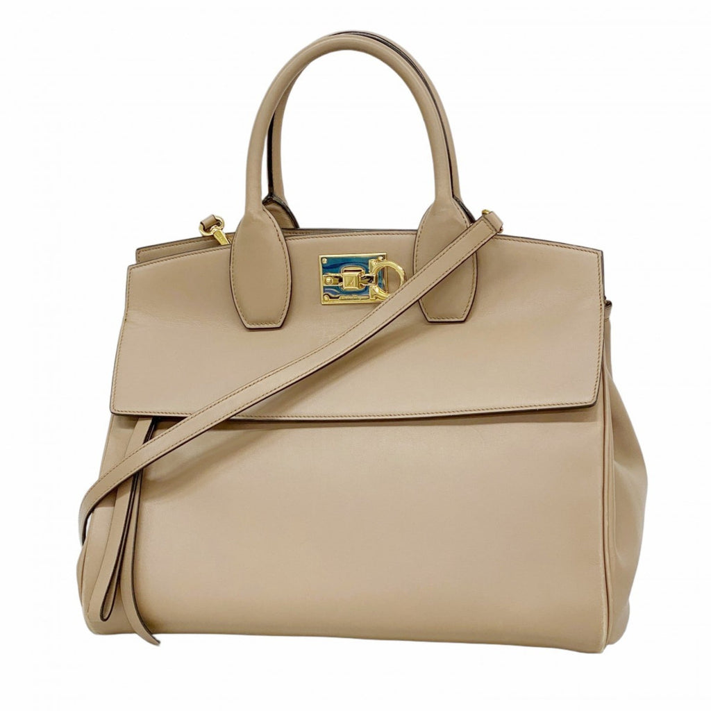 Salvatore Ferragamo Pink Beige Leather Handbag (Pre-Owned)