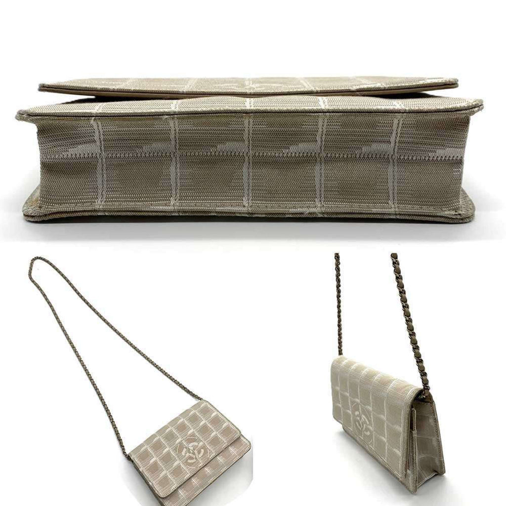 Chanel New Travel Line Beige Nylon Chain/Shoulder Wallet (Pre-Owned)