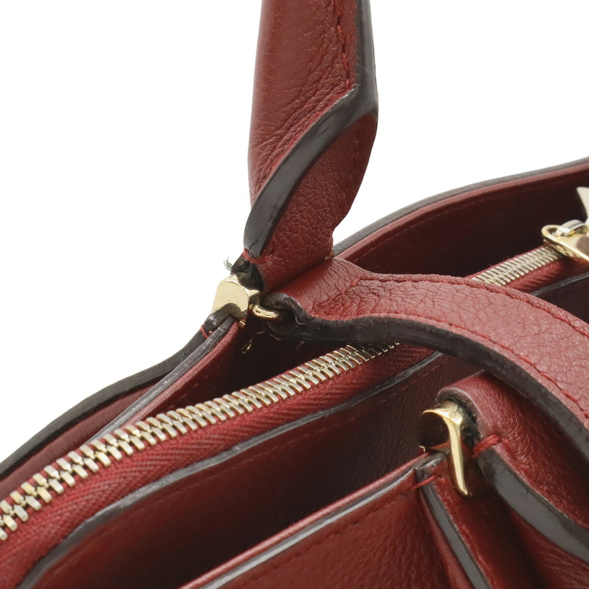 Cartier Bordeaux Leather Handbag Shoulder Bag Tote Bag (Pre-Owned)