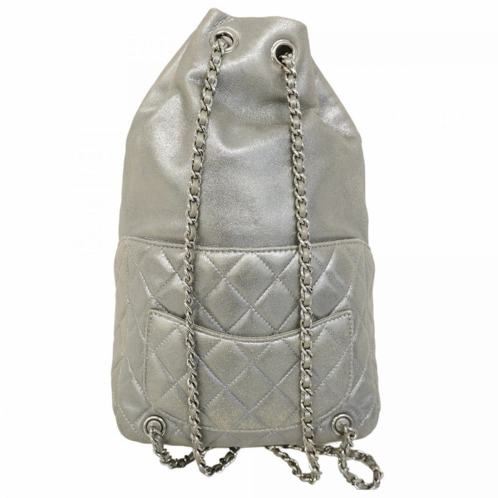 Chanel Silver Leather Backpack (Pre-Owned)