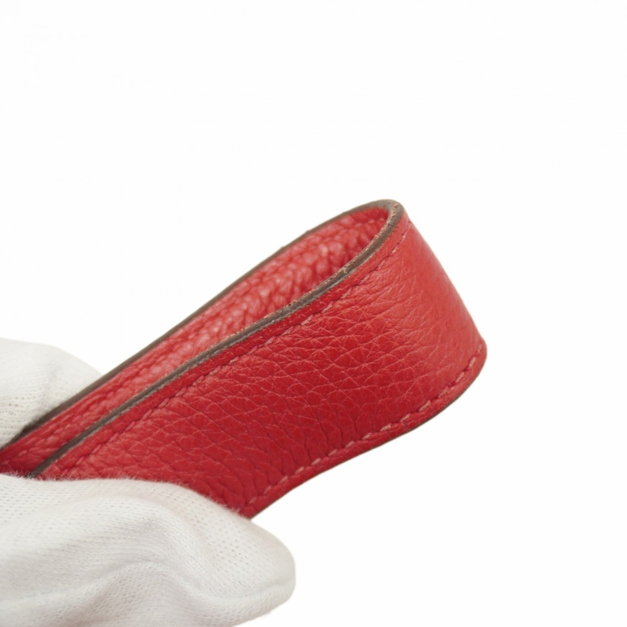 Hermes Rouge Casaque Taurillon Clemence Leather Handbag (Pre-Owned)