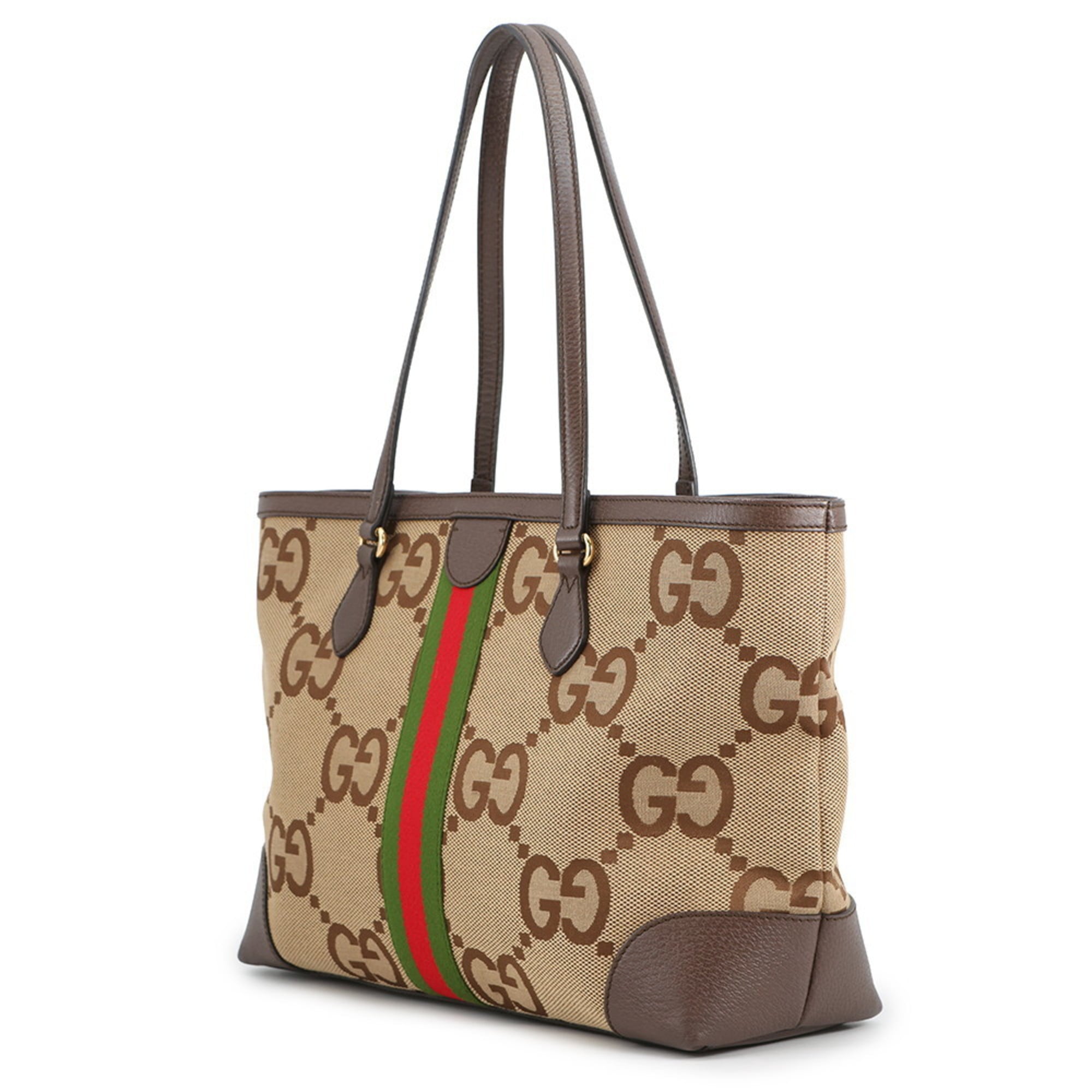 Gucci Ophidia Beige Brown Canvas Leather Tote Bag (Pre-Owned)