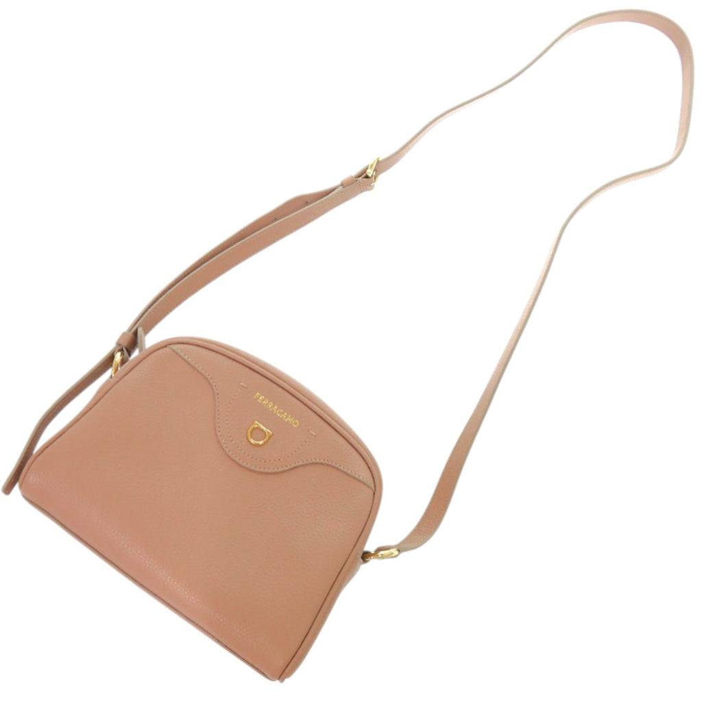 Salvatore Ferragamo Beige Pink Leather Shoulder Bag (Pre-Owned)