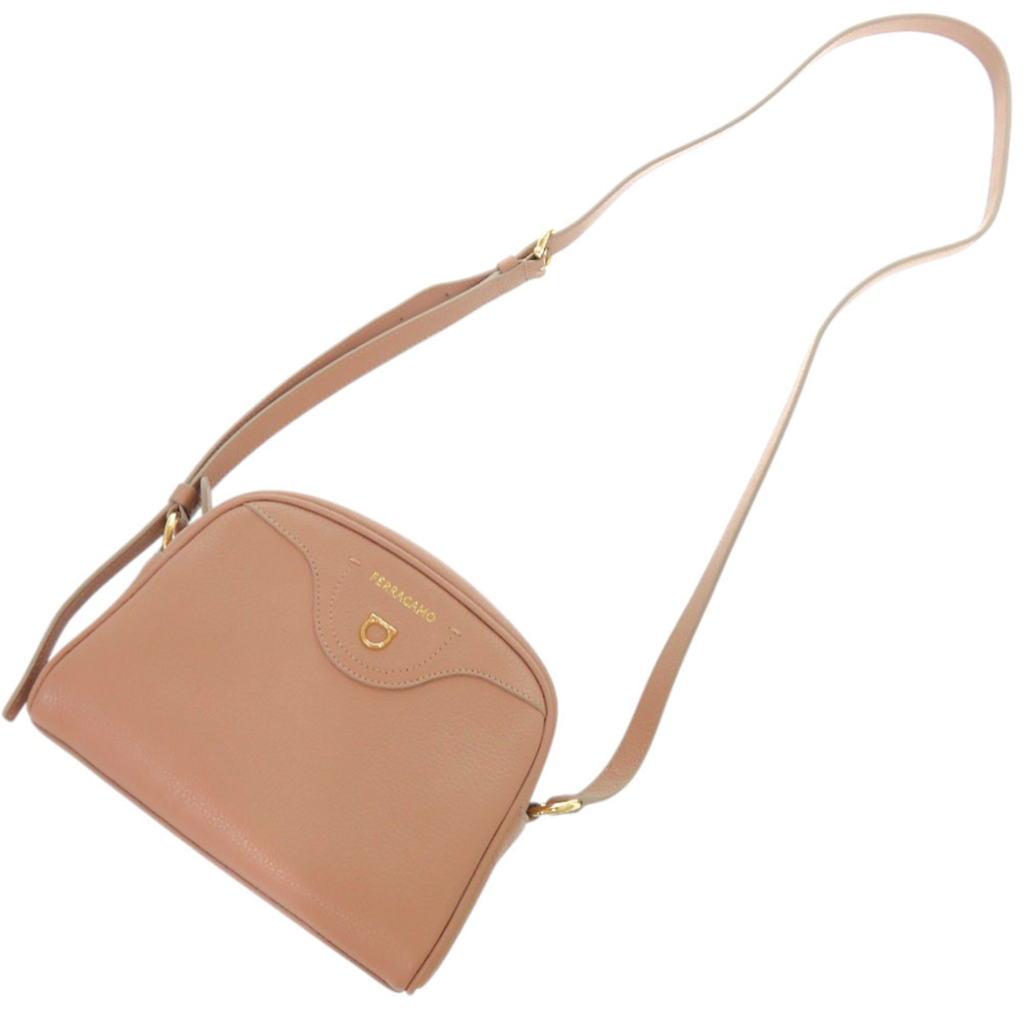 Salvatore Ferragamo Beige Pink Leather Shoulder Bag (Pre-Owned)