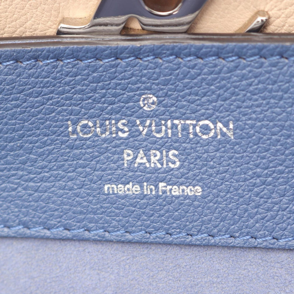 Louis Vuitton Beige Blue Leather Backpack (Pre-Owned)