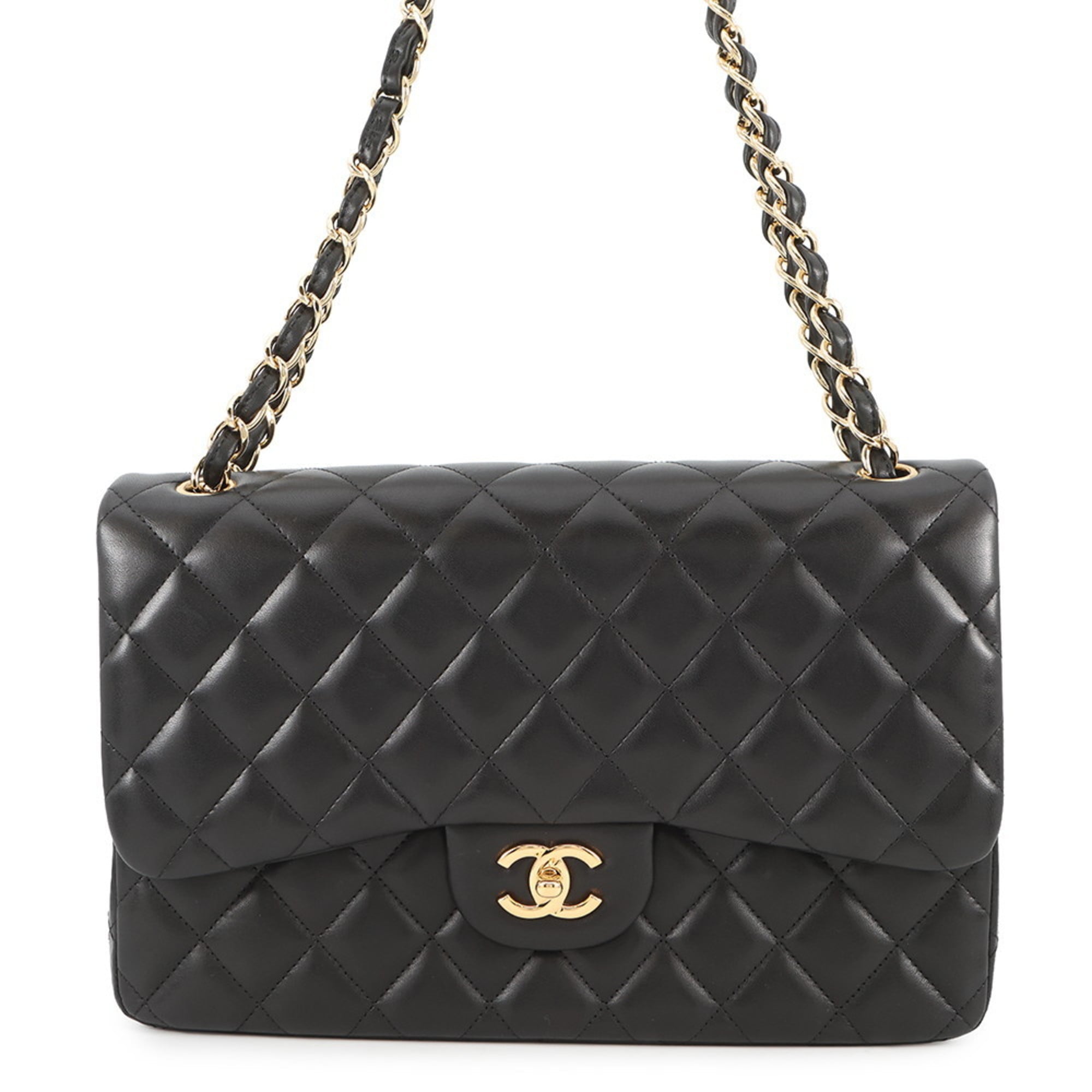 Chanel Matelasse Black Leather Shoulder Bag (Pre-Owned)