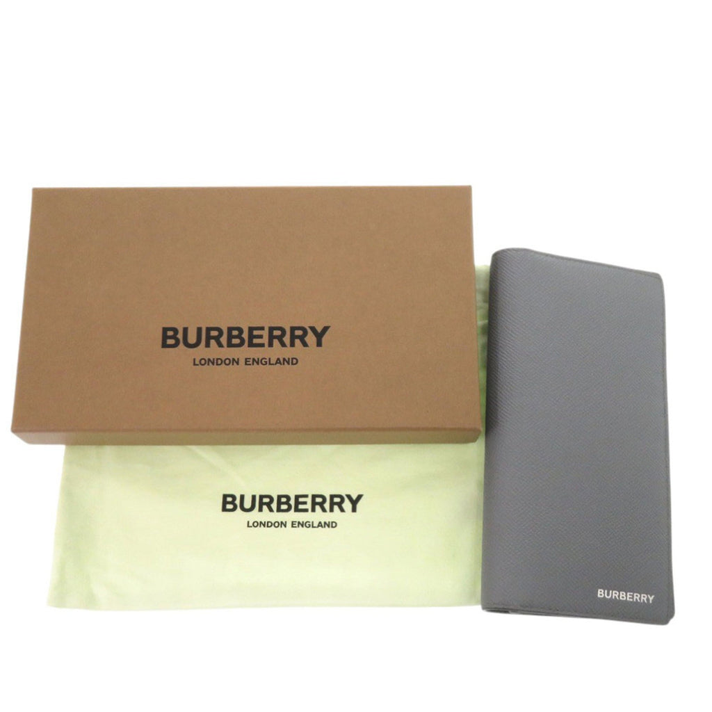 Burberry Gray Leather Long Wallet (Bi-Fold) (Pre-Owned)