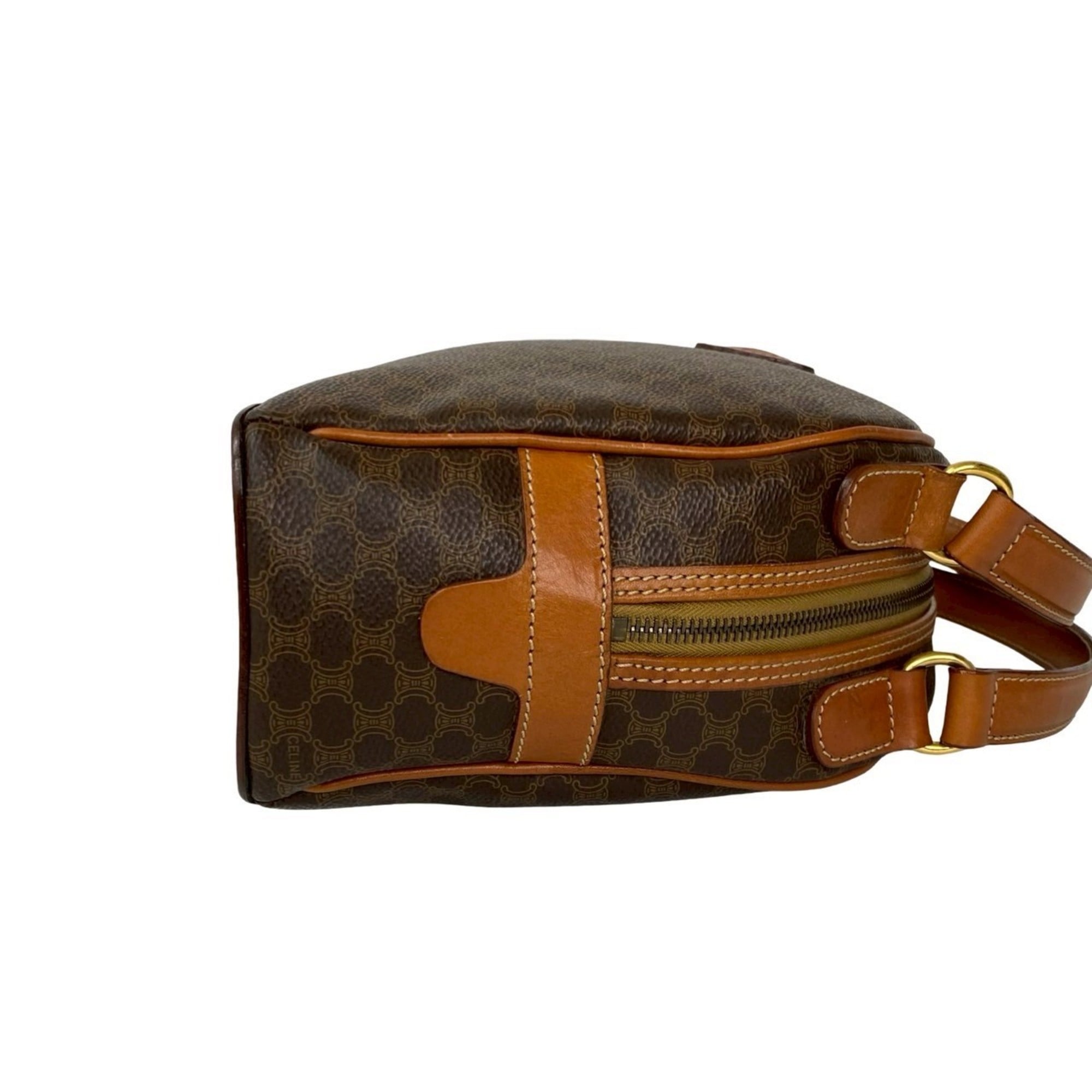 Celine Brown Leather Pvc Boston Bag Handbag (Pre-Owned)