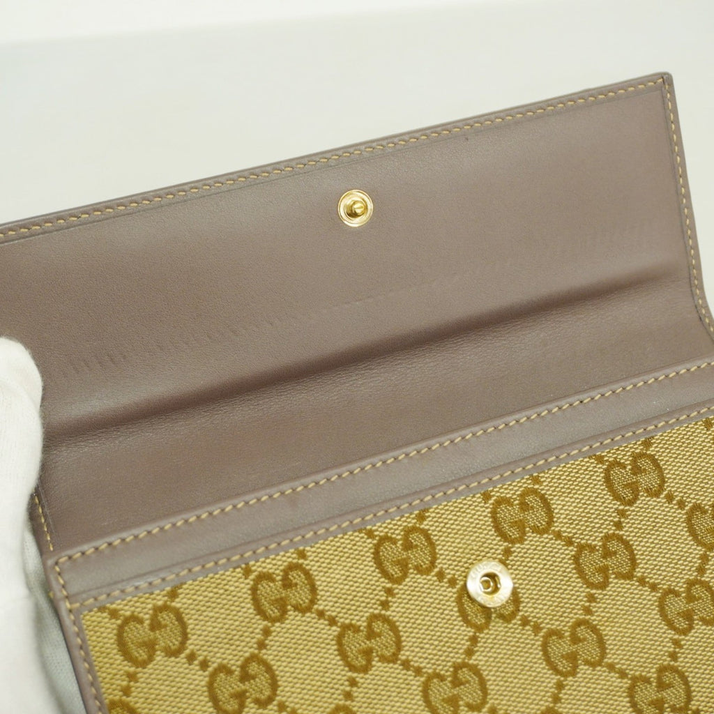 Gucci Brown Canvas Long Wallet (Bi-Fold) (Pre-Owned)