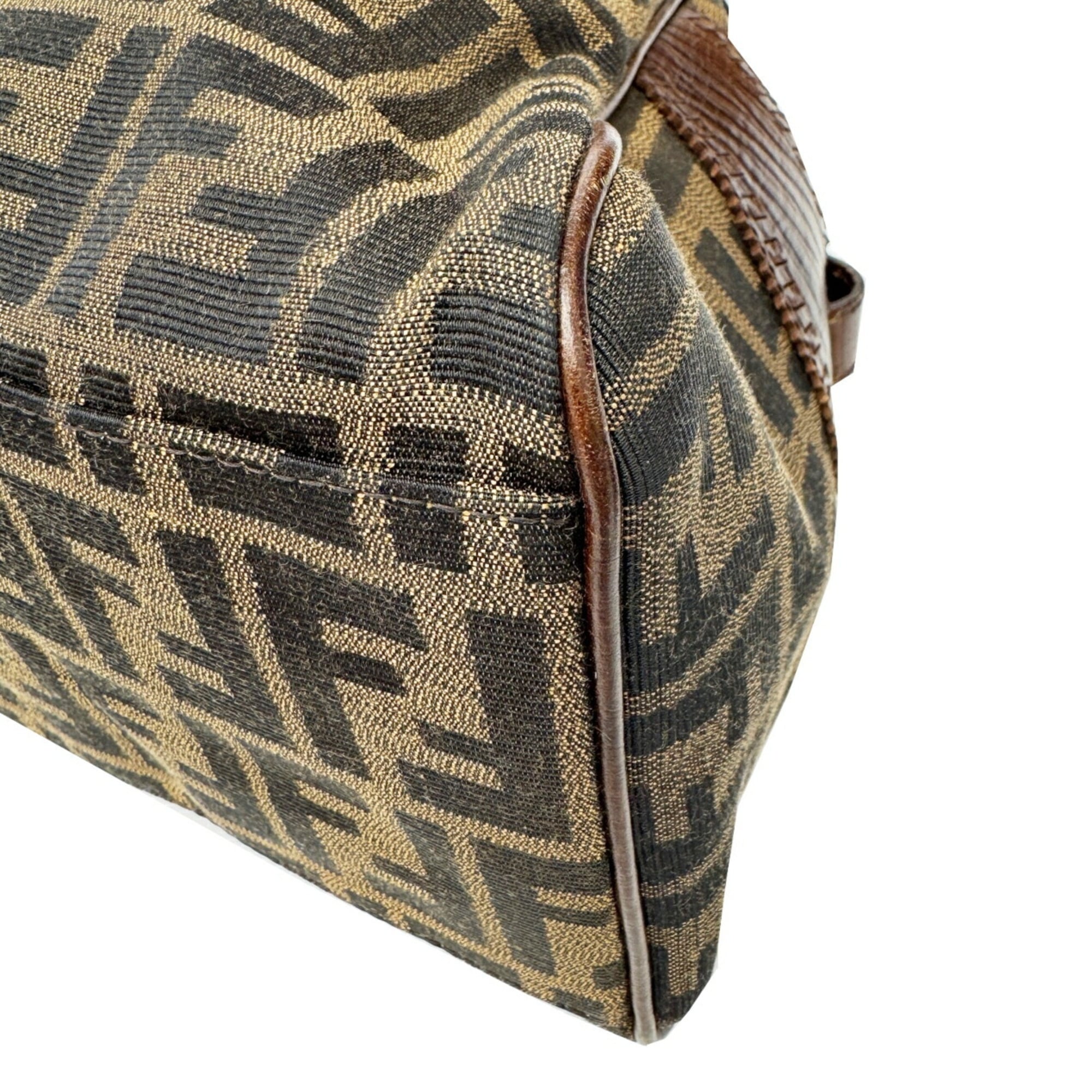 Fendi Brown Canvas Leather Shoulder Bag Tote Bag (Pre-Owned)
