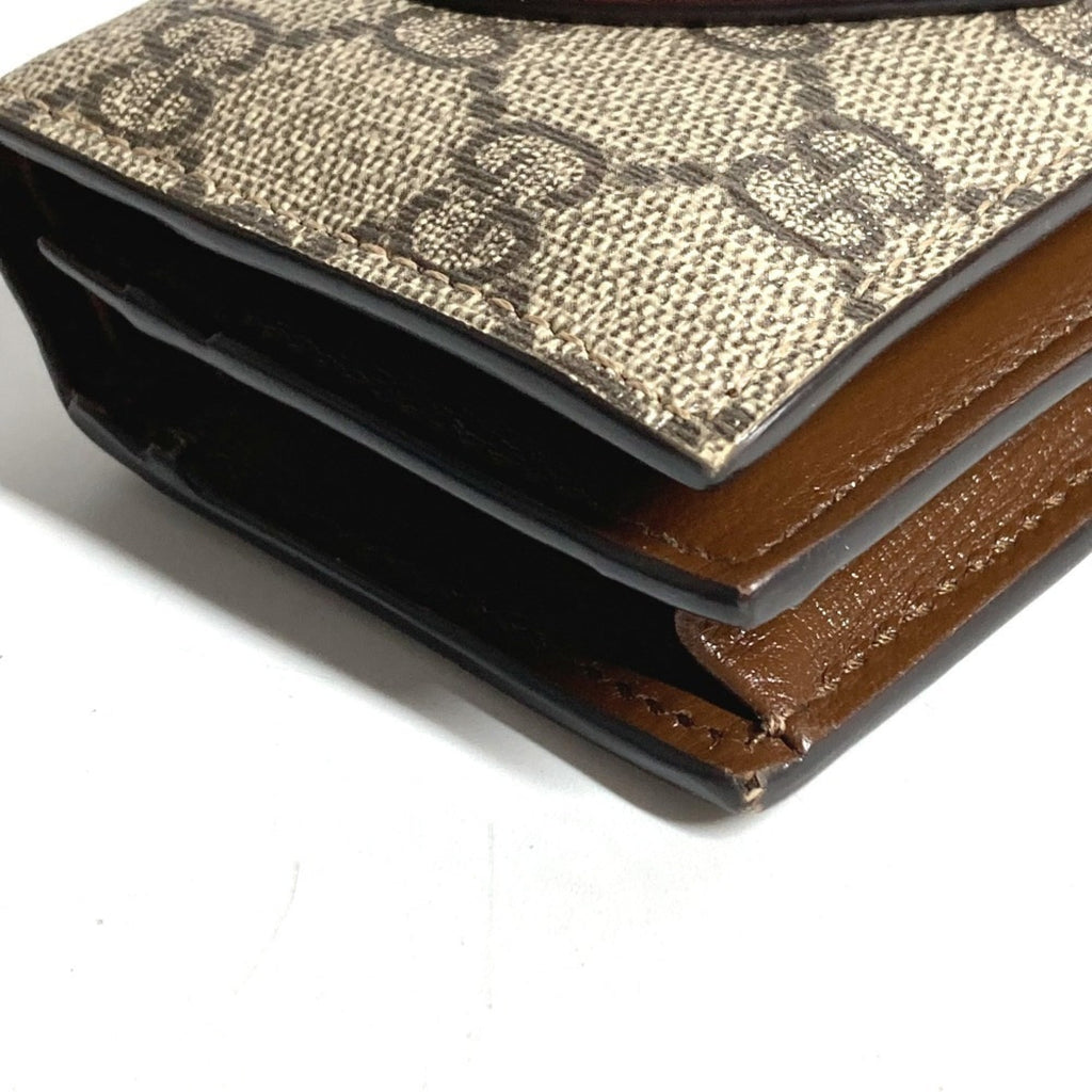 Gucci Gg Supreme Beige Red Color Gg Supreme Long Wallet (Bi-Fold) (Pre-Owned)