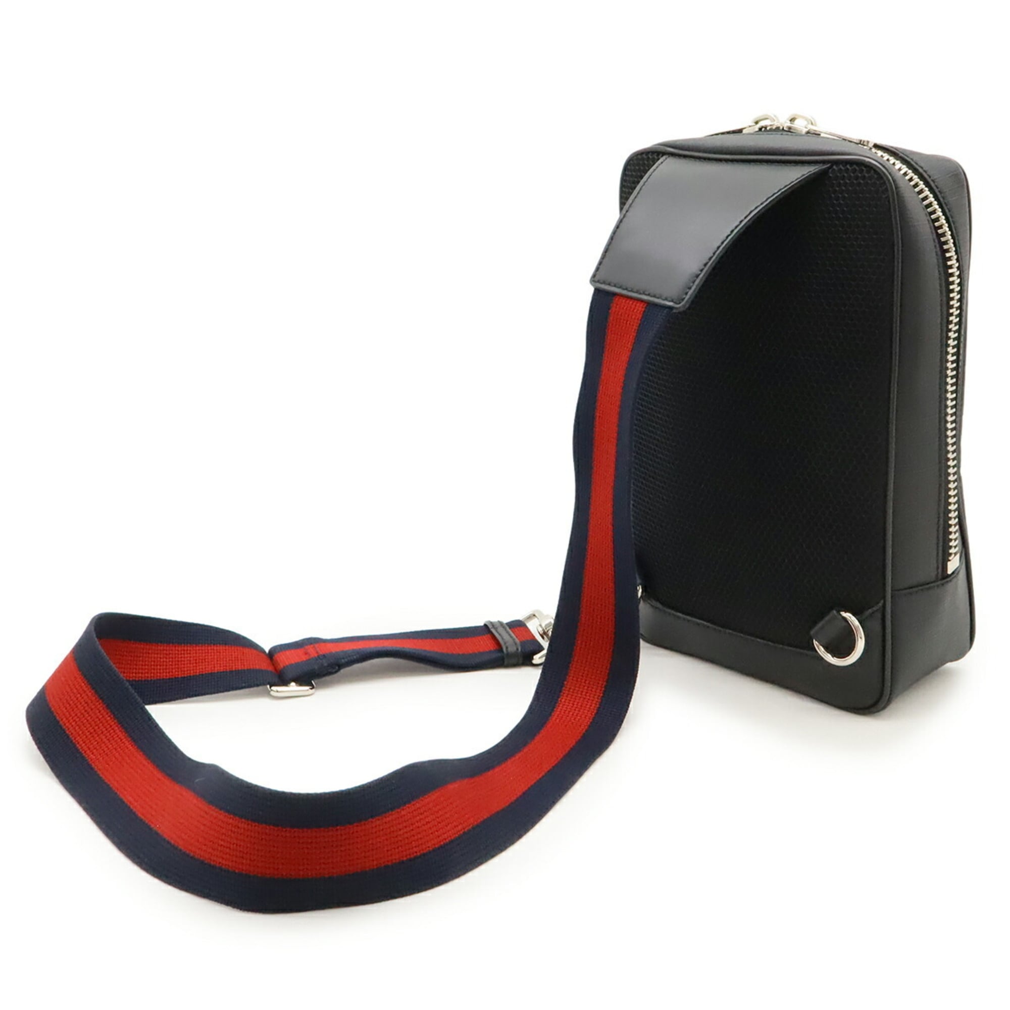 Gucci Black Gray Navy Red Color Gg Supreme Leather Shoulder Bag Sling Bag (Pre-Owned)