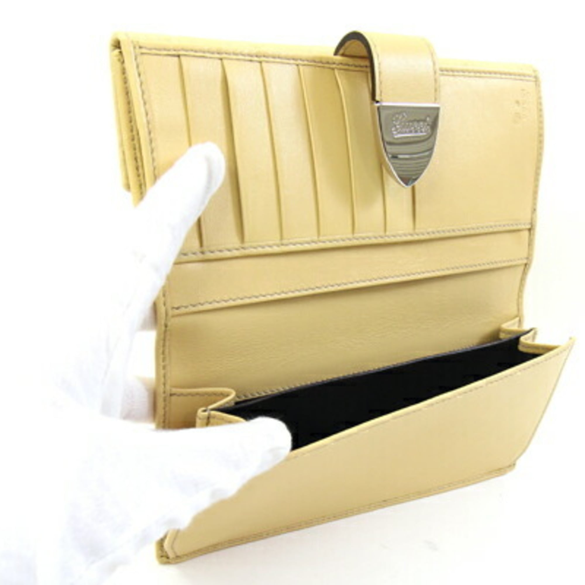 Gucci Cream Yellow Leather Long Wallet (Bi-Fold) (Pre-Owned)