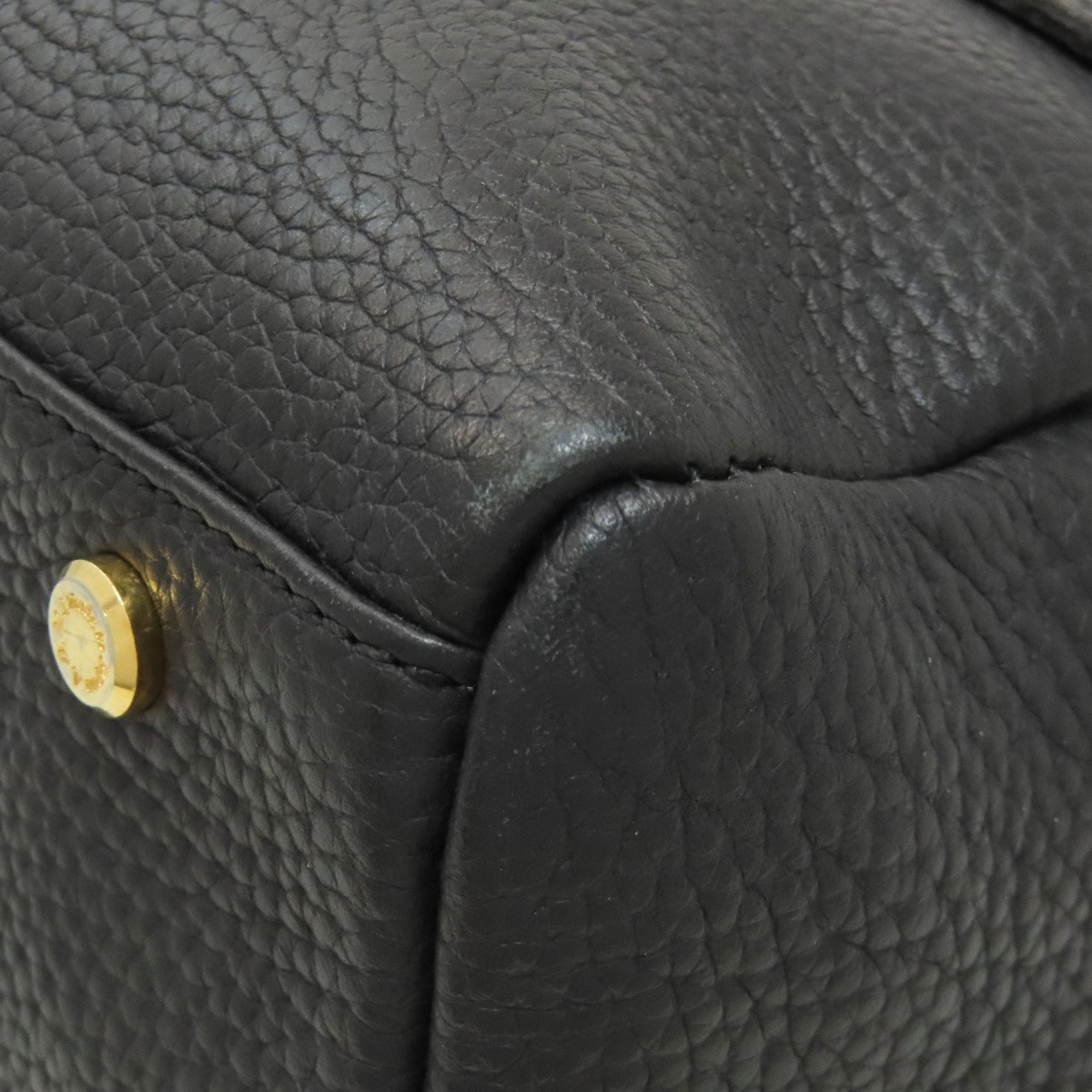 A.D.M.J Black Leather Boston Bag (Pre-Owned)