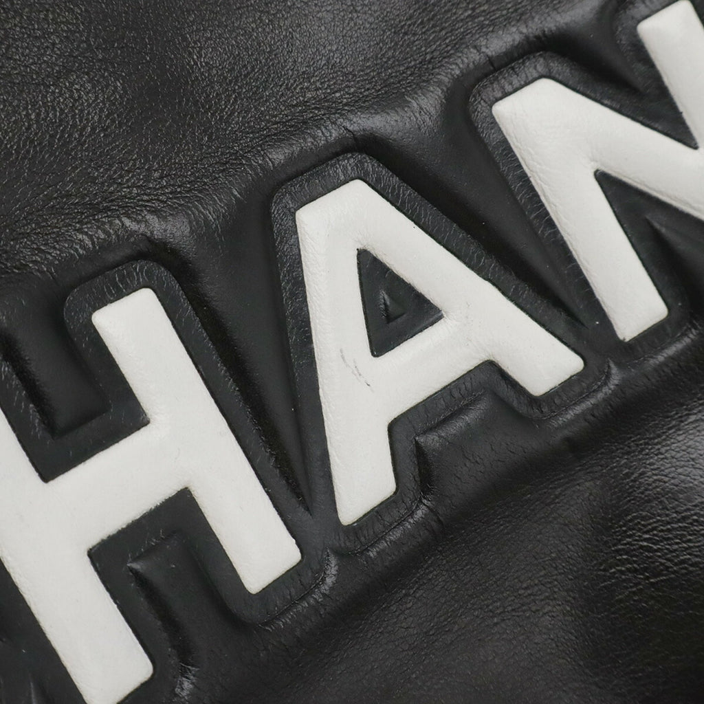 Chanel Black White Leather Shoulder Bag Tote Bag (Pre-Owned)
