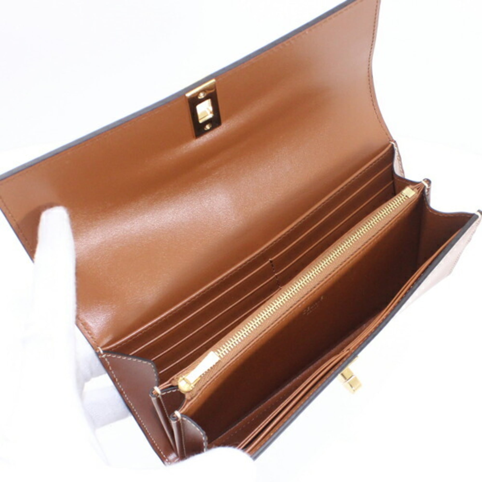 Celine Brown Leather Long Wallet (Bi-Fold) (Pre-Owned)