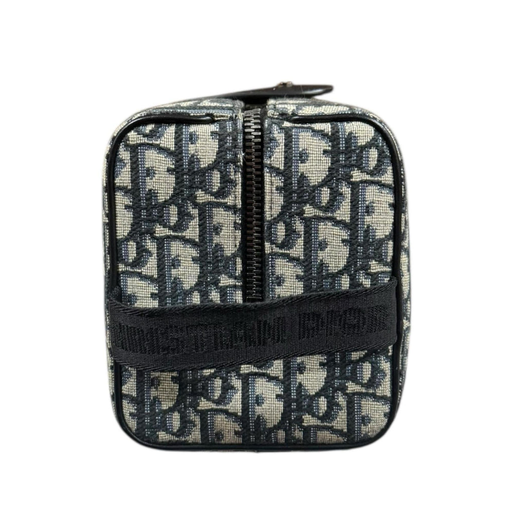 Christian Dior Beige Navy Jacquard Leather Handbag (Pre-Owned)