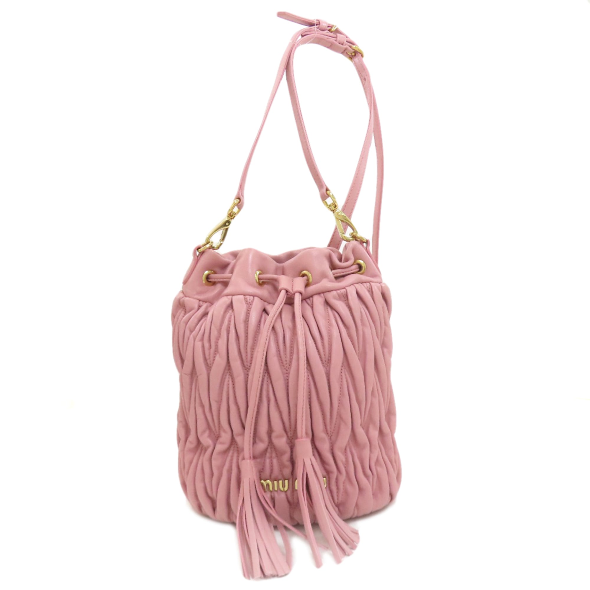 Miu Miu Pink Leather Baguette Bag Shoulder Bag (Pre-Owned)