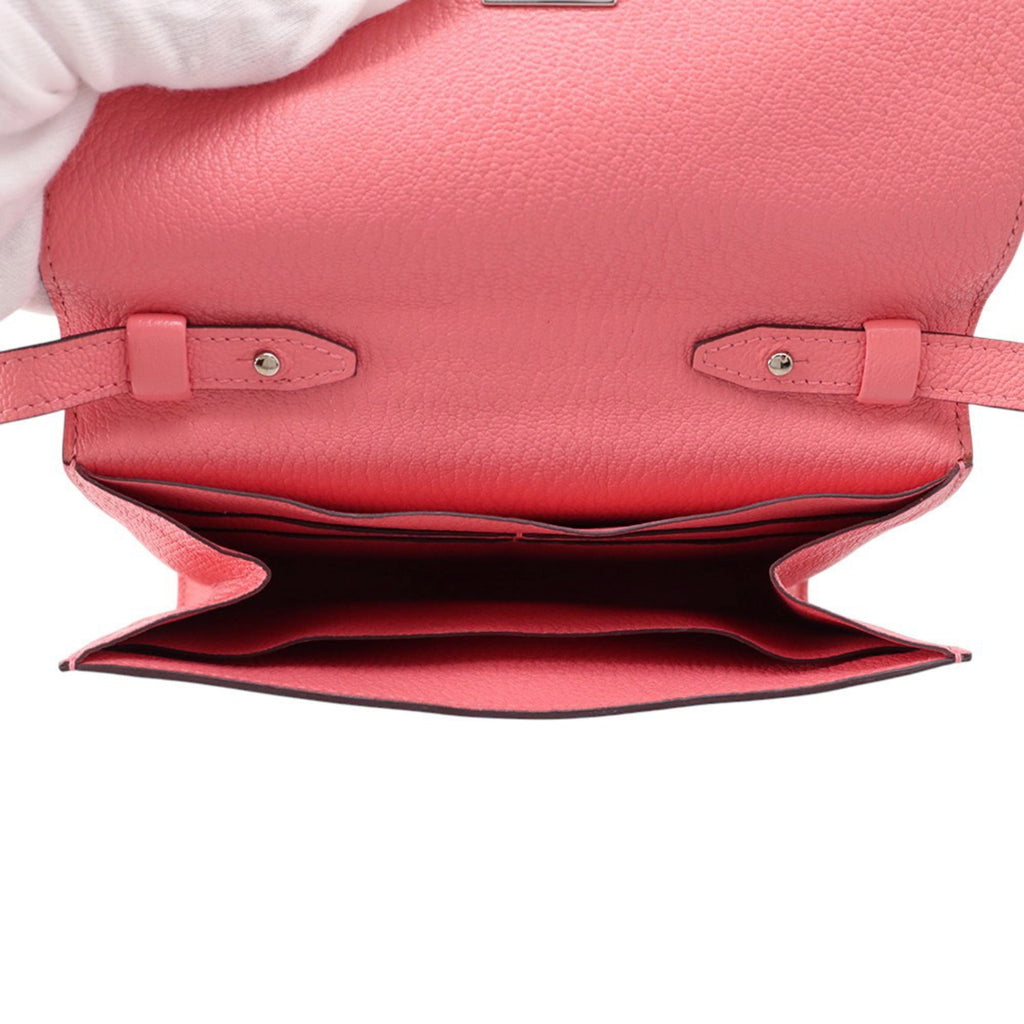 Hermes Rose Azalee Chevre Myzore Leather Chain/Shoulder Wallet (Pre-Owned)