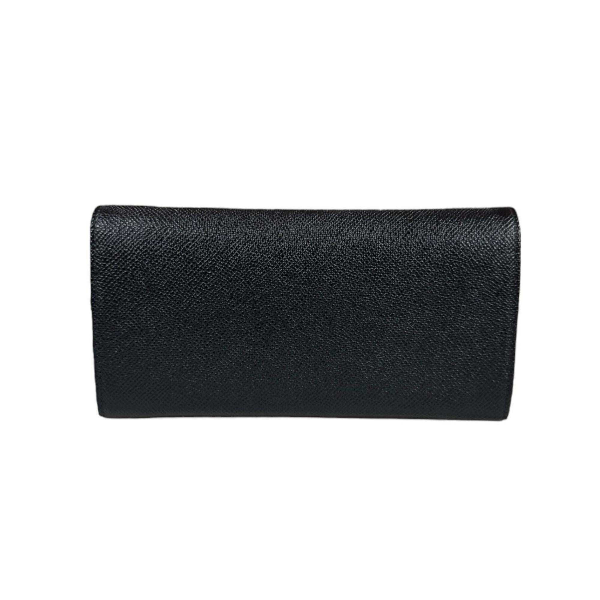 Bvlgari Black Leather Long Wallet (Tri-Fold) (Pre-Owned)