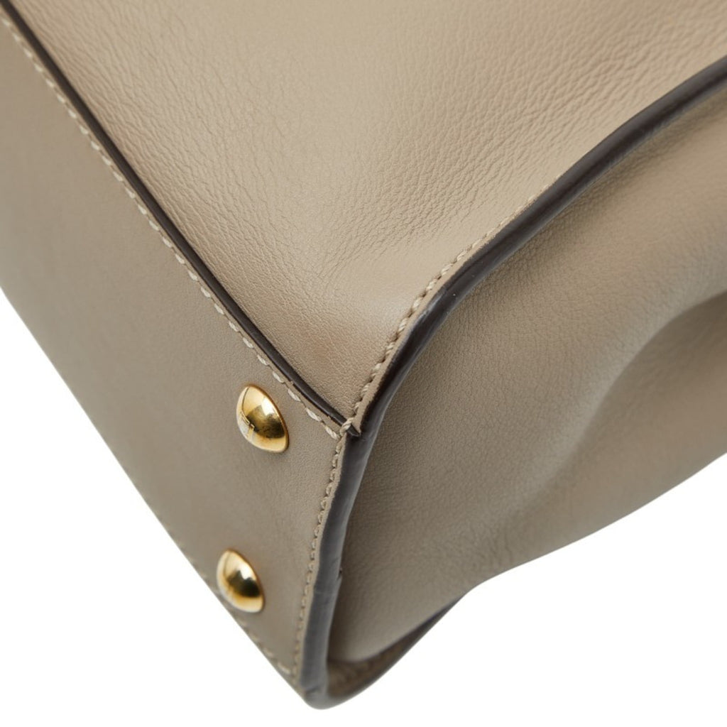 Fendi Grayish Leather Handbag Shoulder Bag (Pre-Owned)