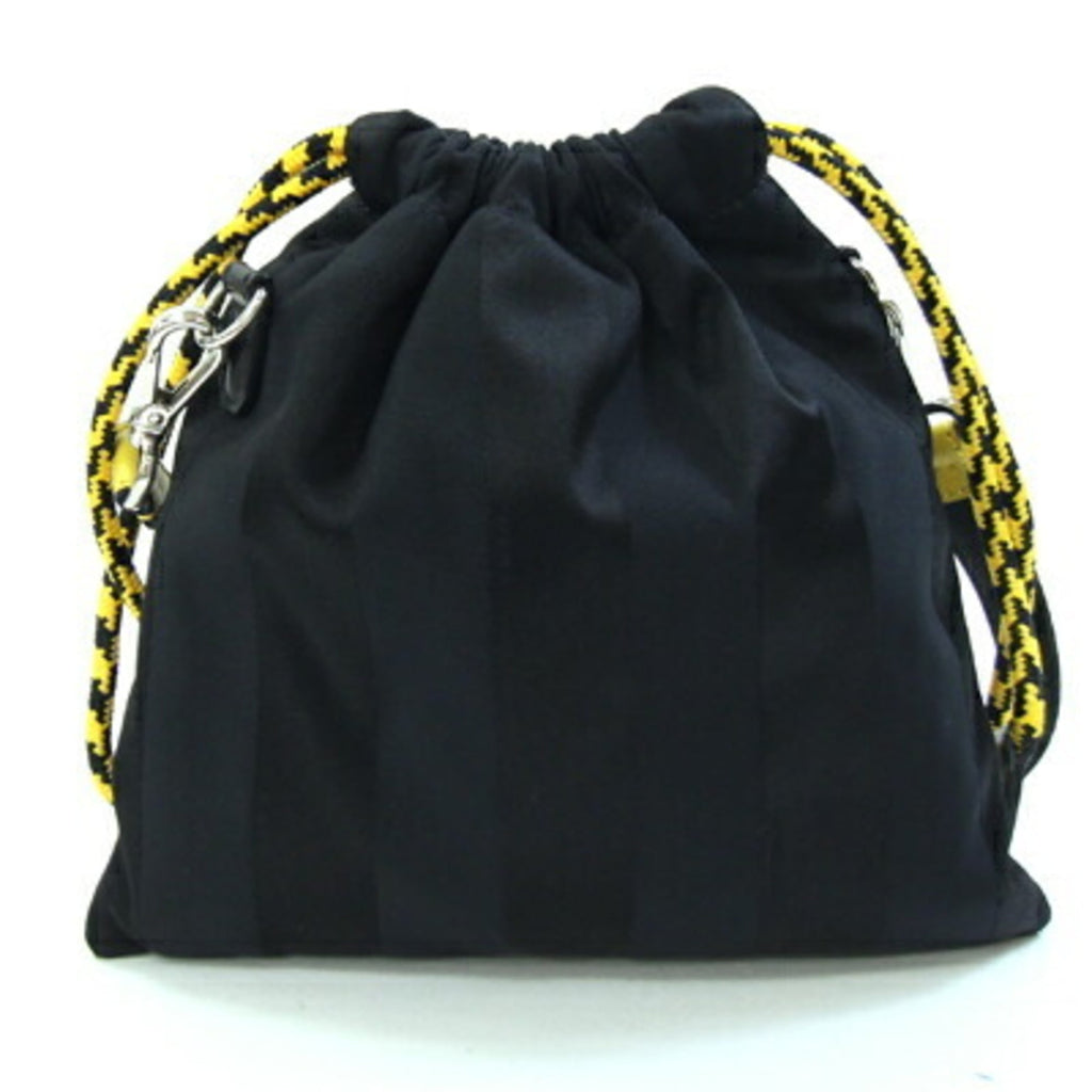 Fendi Black Yellow Nylon Canvas Leather Shoulder Bag (Pre-Owned)