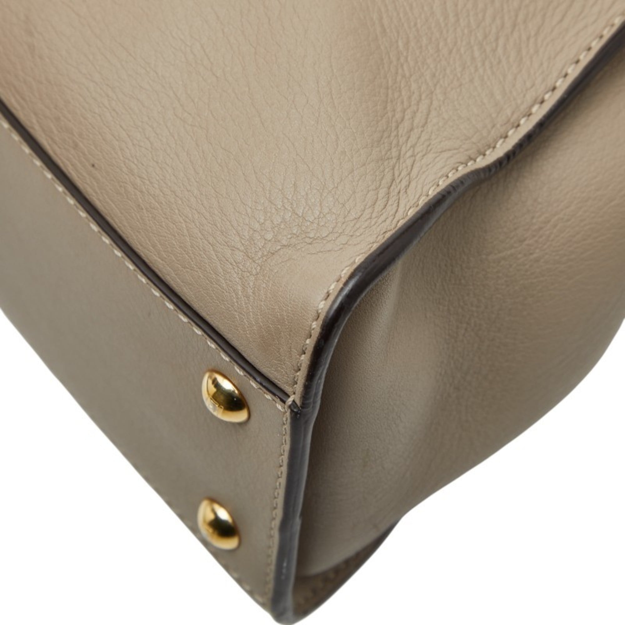 Fendi Grayish Leather Handbag Shoulder Bag (Pre-Owned)