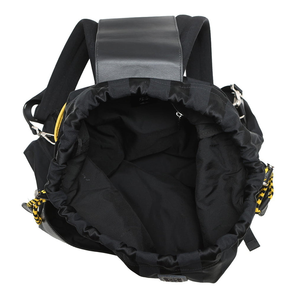 Fendi Pequin Black Yellow Nylon Leather Backpack (Pre-Owned)