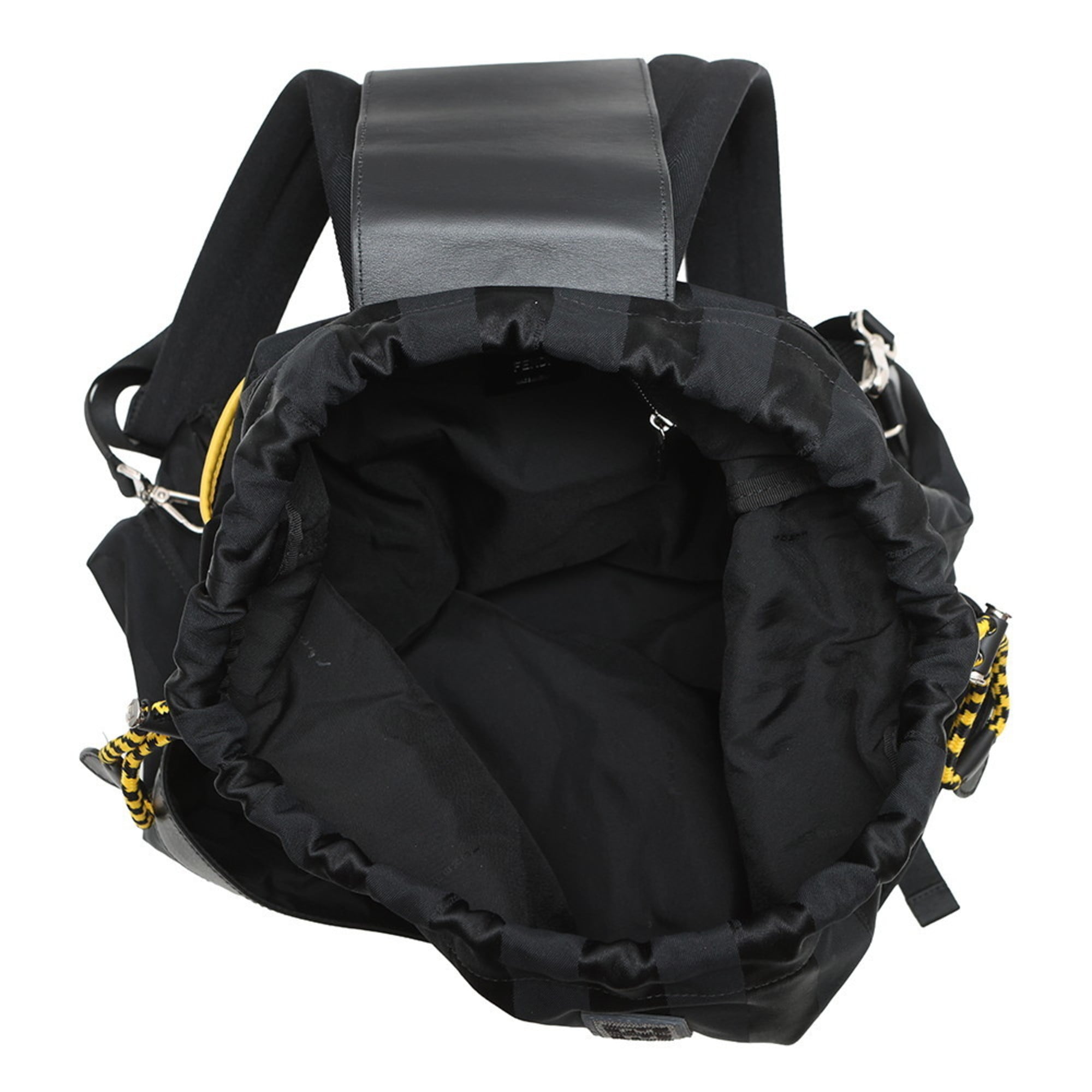 Fendi Pequin Black Yellow Nylon Leather Backpack (Pre-Owned)